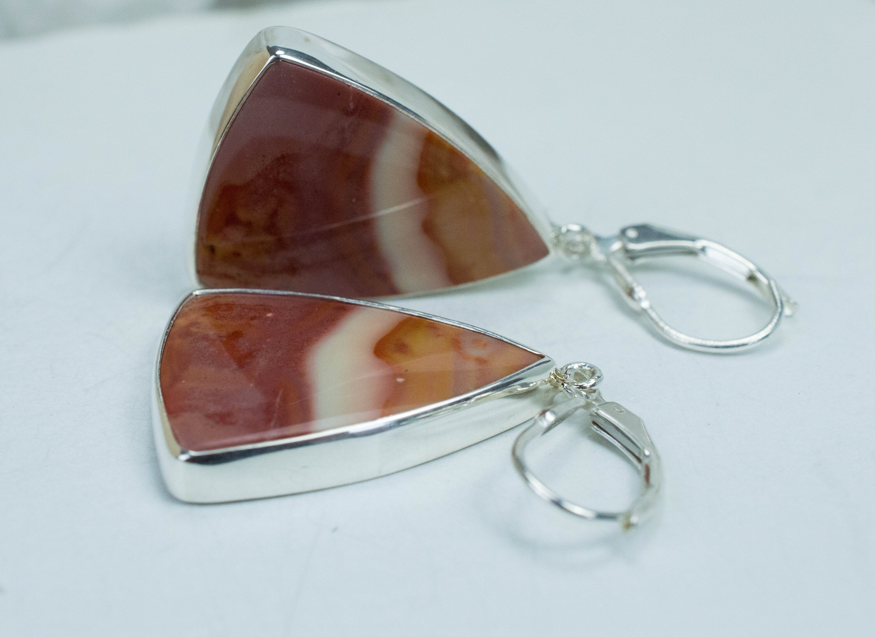 Banded Agate Earrings; Genuine Untreated Brazil Agate - Mark Oliver Gems