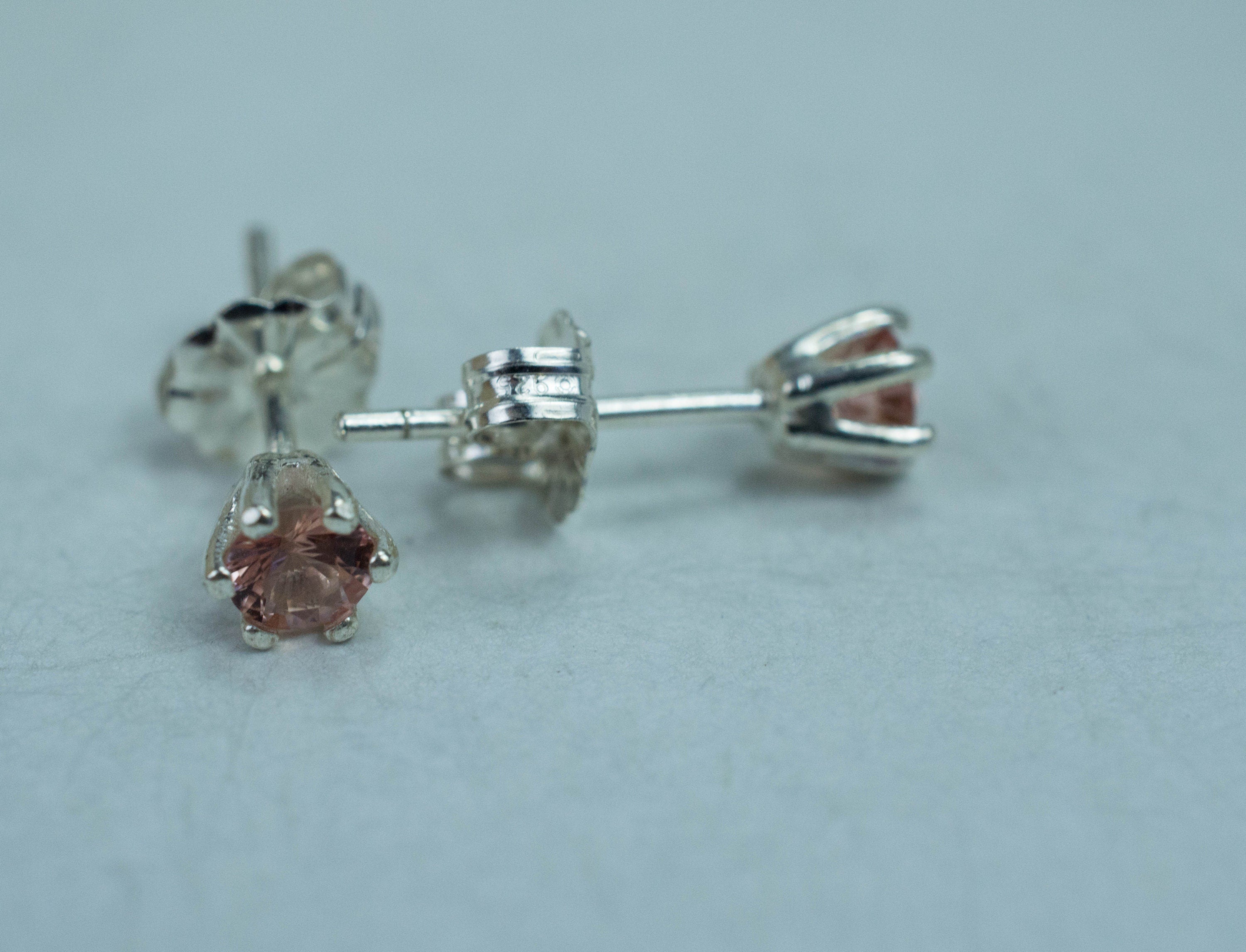 Peach Tourmaline Earrings; Natural Untreated Brazilian Tourmaline; 0.315cts - Mark Oliver Gems