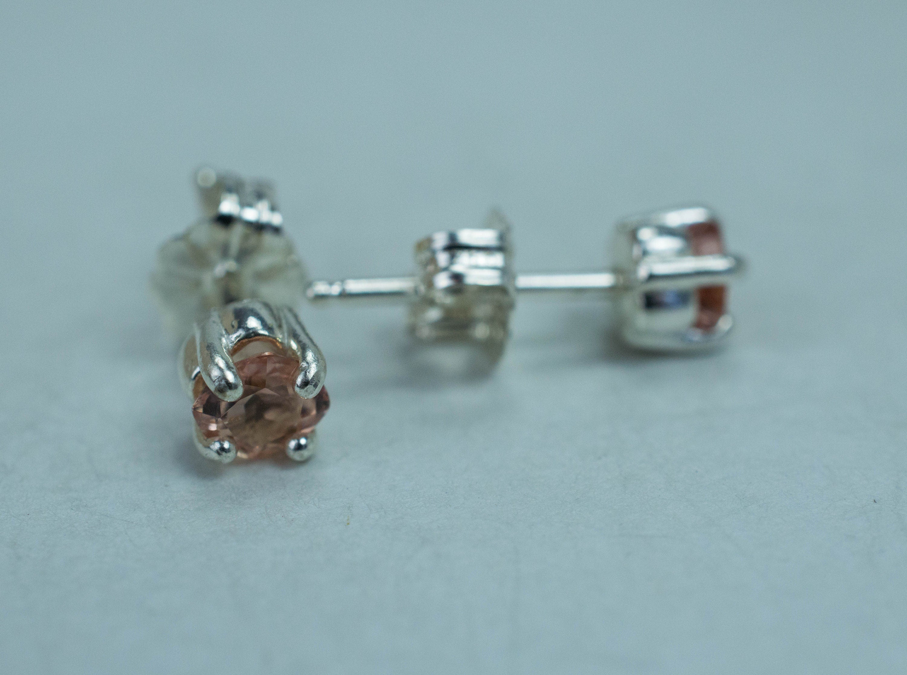 Peach Tourmaline Earrings; Natural Untreated Brazilian Tourmaline; 0.505cts - Mark Oliver Gems