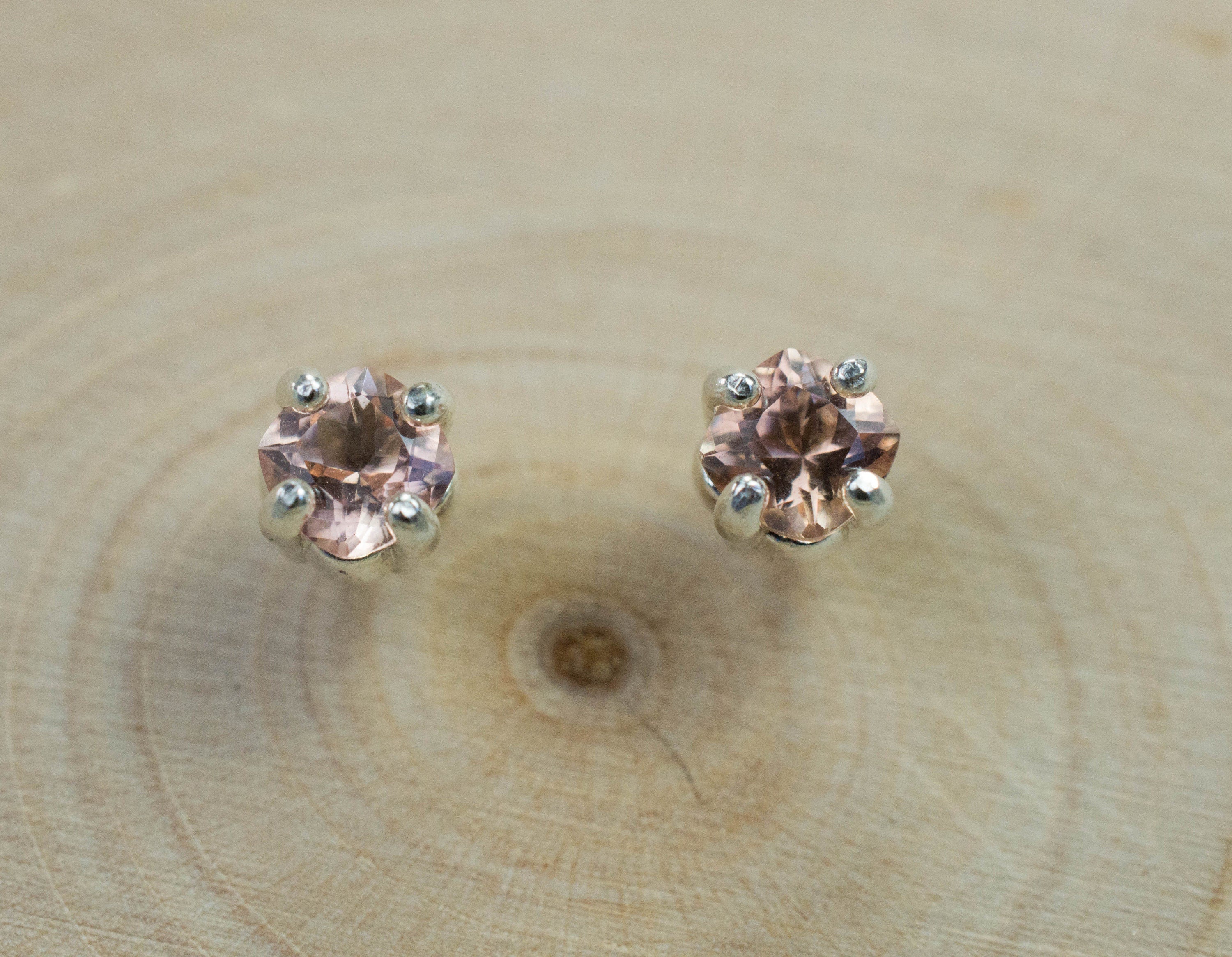 Peach Tourmaline Earrings; Natural Untreated Brazilian Tourmaline; 0.505cts - Mark Oliver Gems