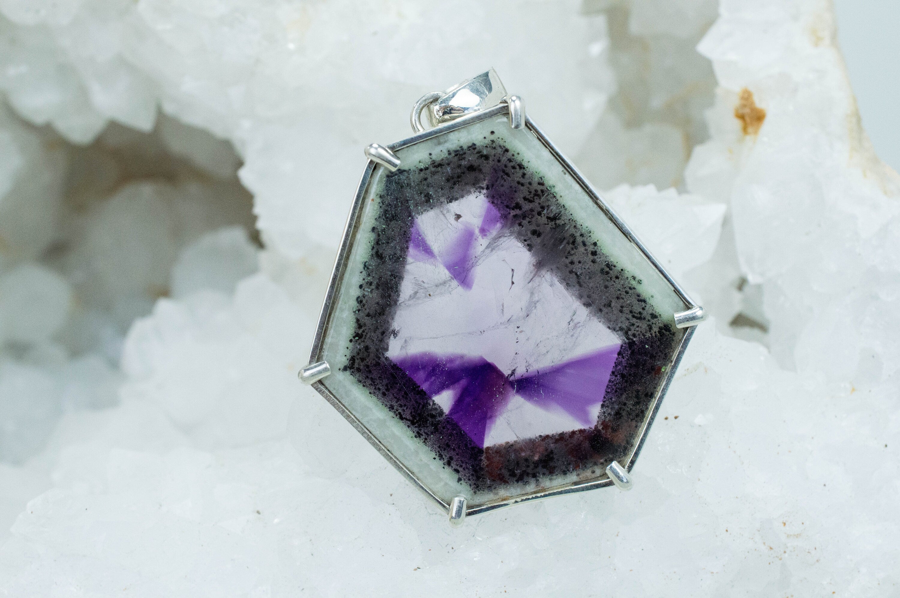 Trapiche Amethyst Pendant, Untreated Natural India Amethyst - Mark Oliver Gems