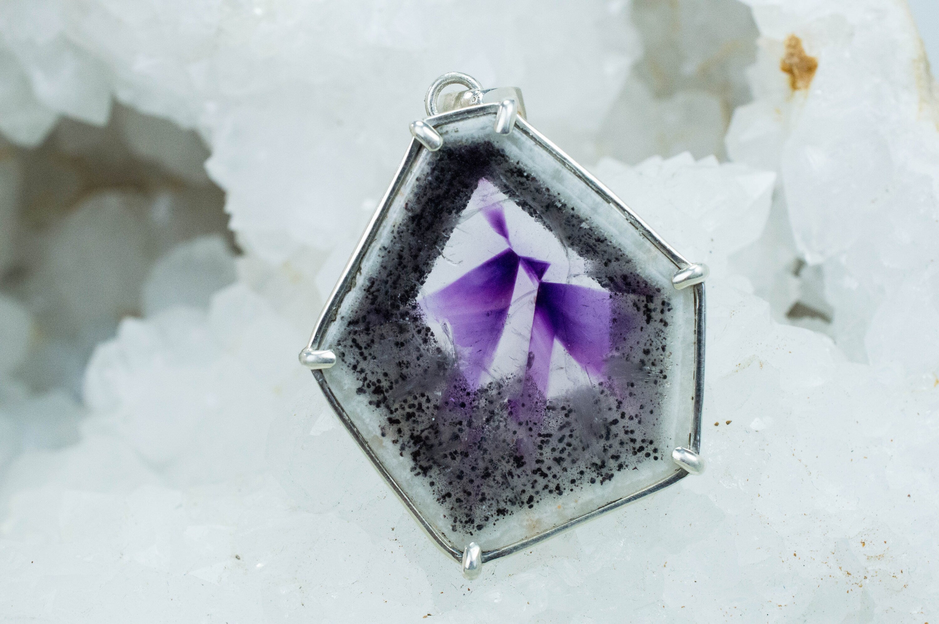 Trapiche Amethyst Pendant, Natural Untreated India Amethyst - Mark Oliver Gems