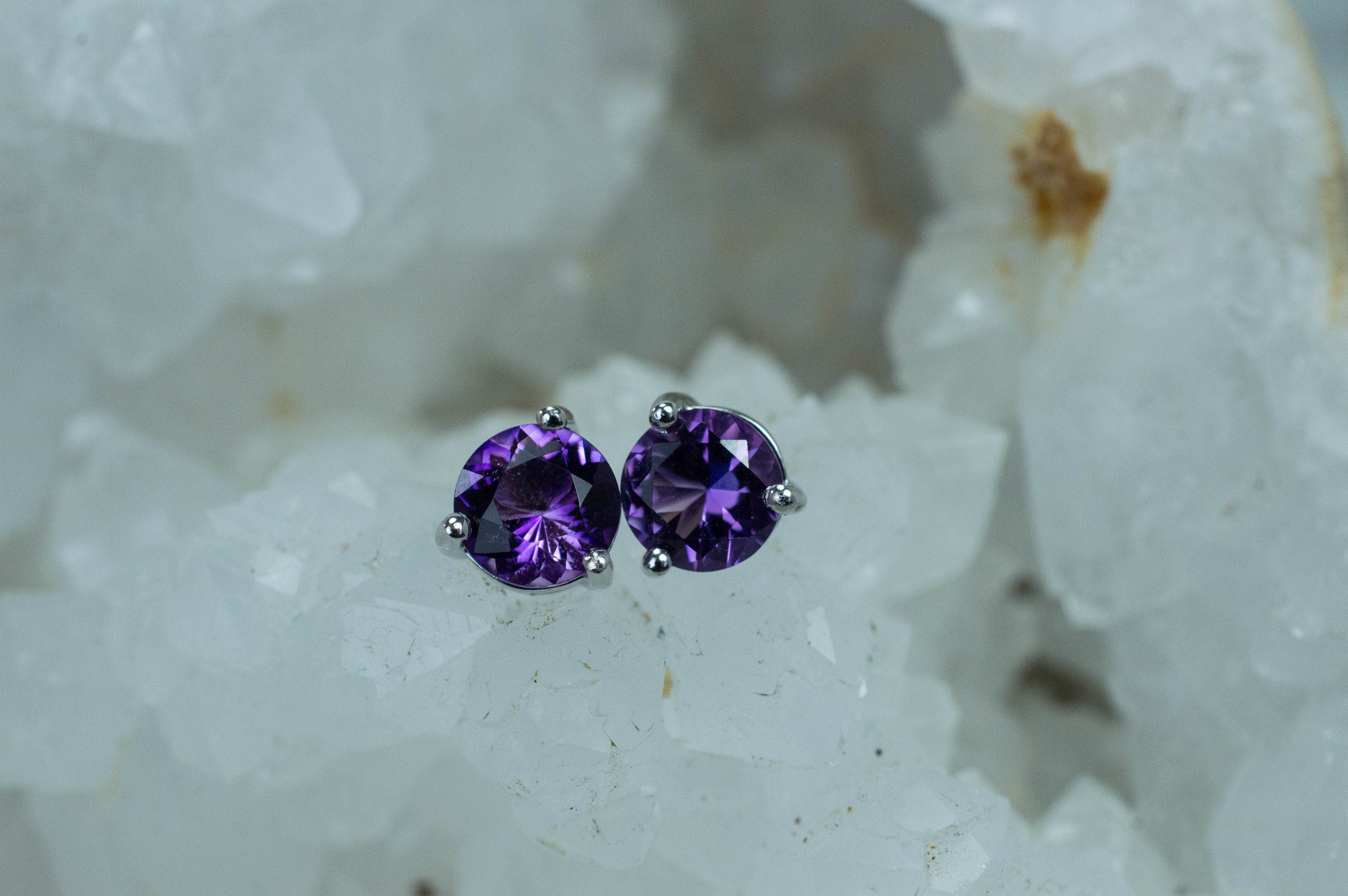 Amethyst Earrings, Natural Untreated Brazilian Amethyst; 2.480cts - Mark Oliver Gems