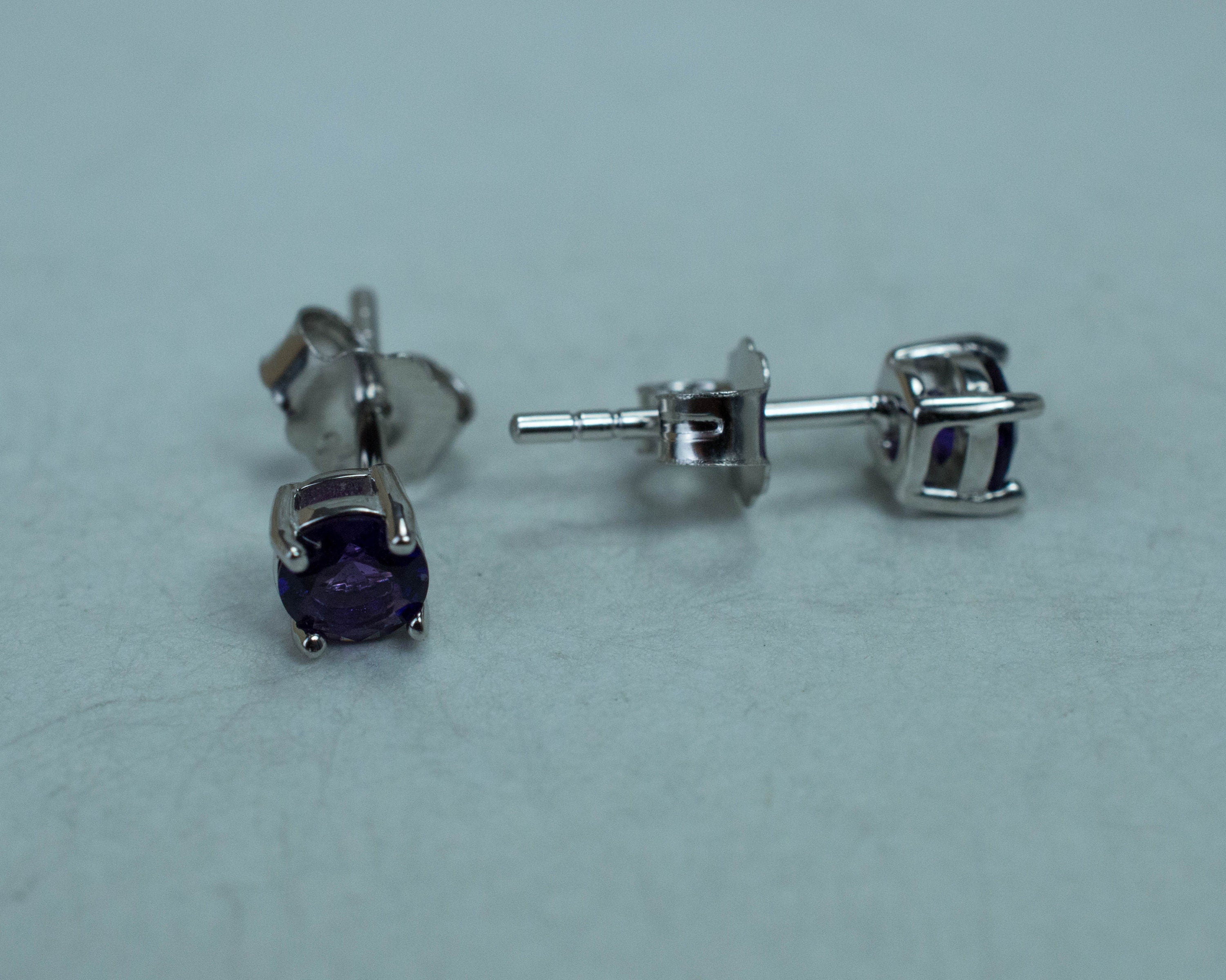 Amethyst Earrings, Natural Untreated Brazilian Amethyst; 0.985cts - Mark Oliver Gems