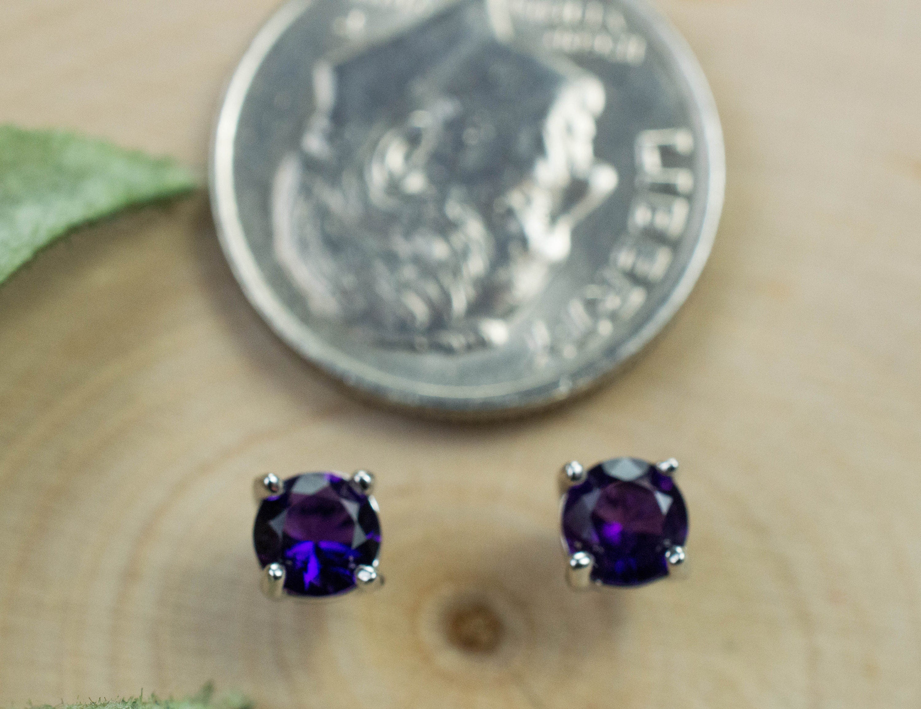 Amethyst Earrings, Natural Untreated Brazilian Amethyst; 0.985cts - Mark Oliver Gems