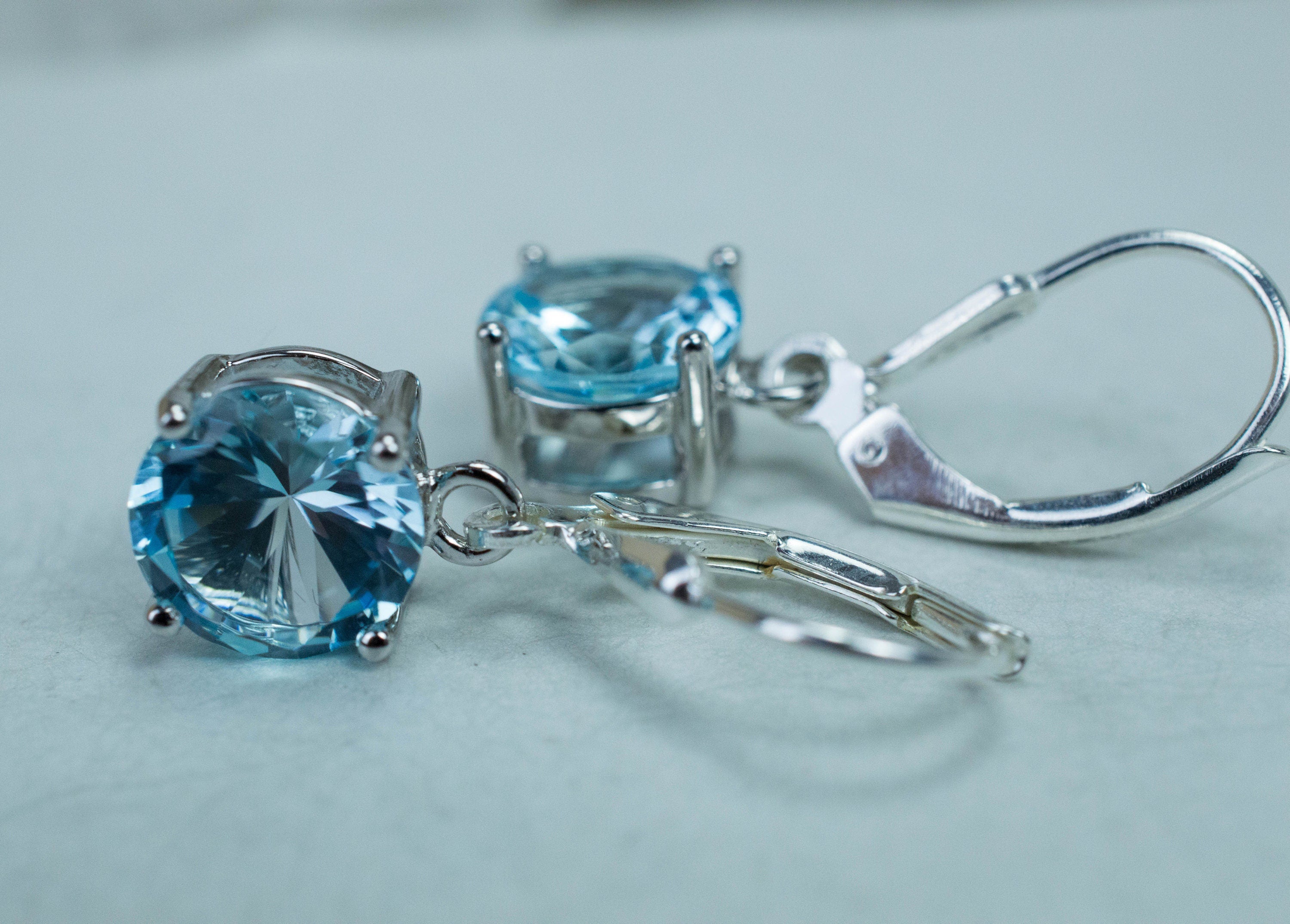 Blue Topaz Earrings; Genuine Brazil Topaz; 4.800cts - Mark Oliver Gems