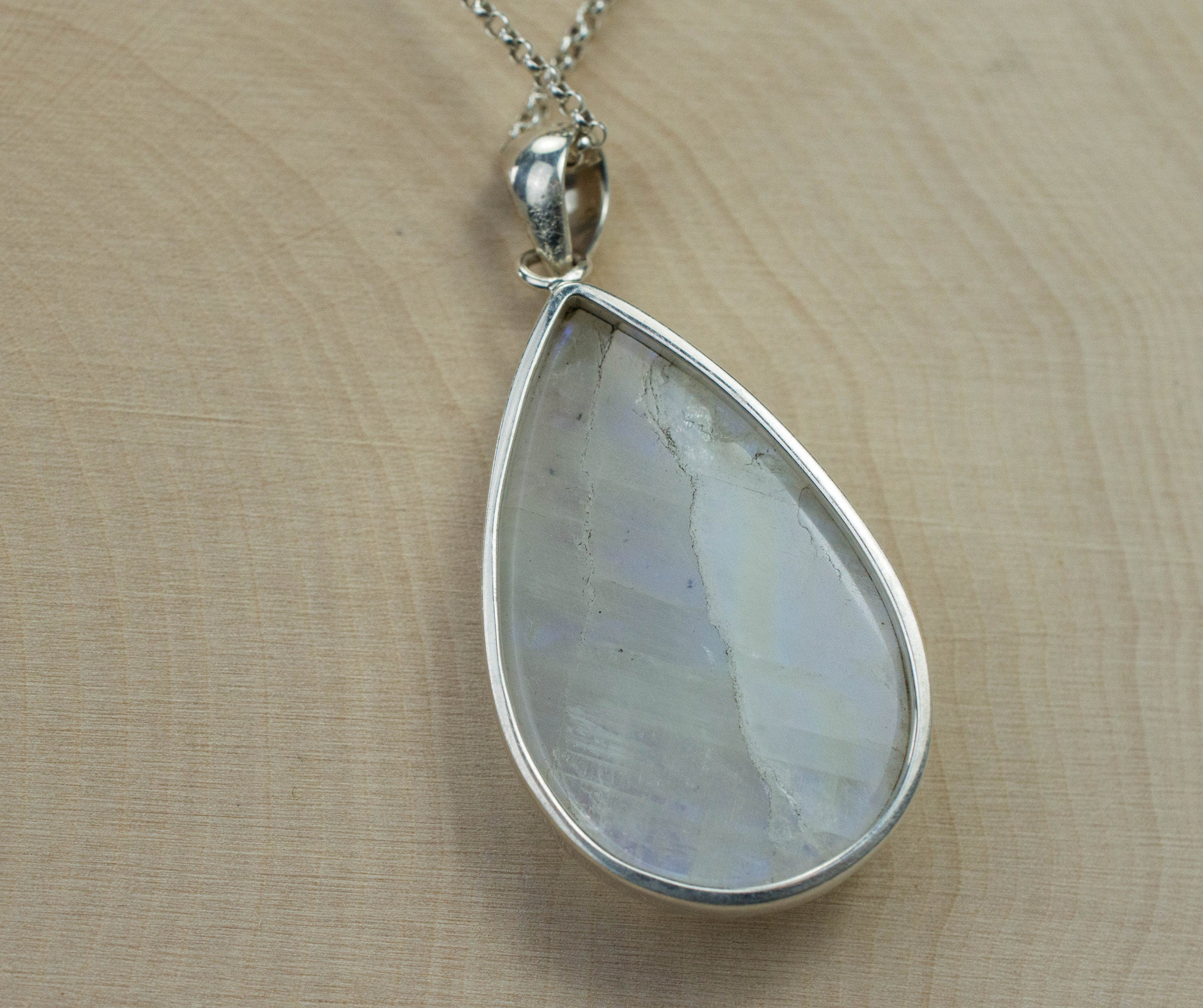 Rainbow Moonstone Pendant, Genuine Untreated Indian Moonstone - Mark Oliver Gems