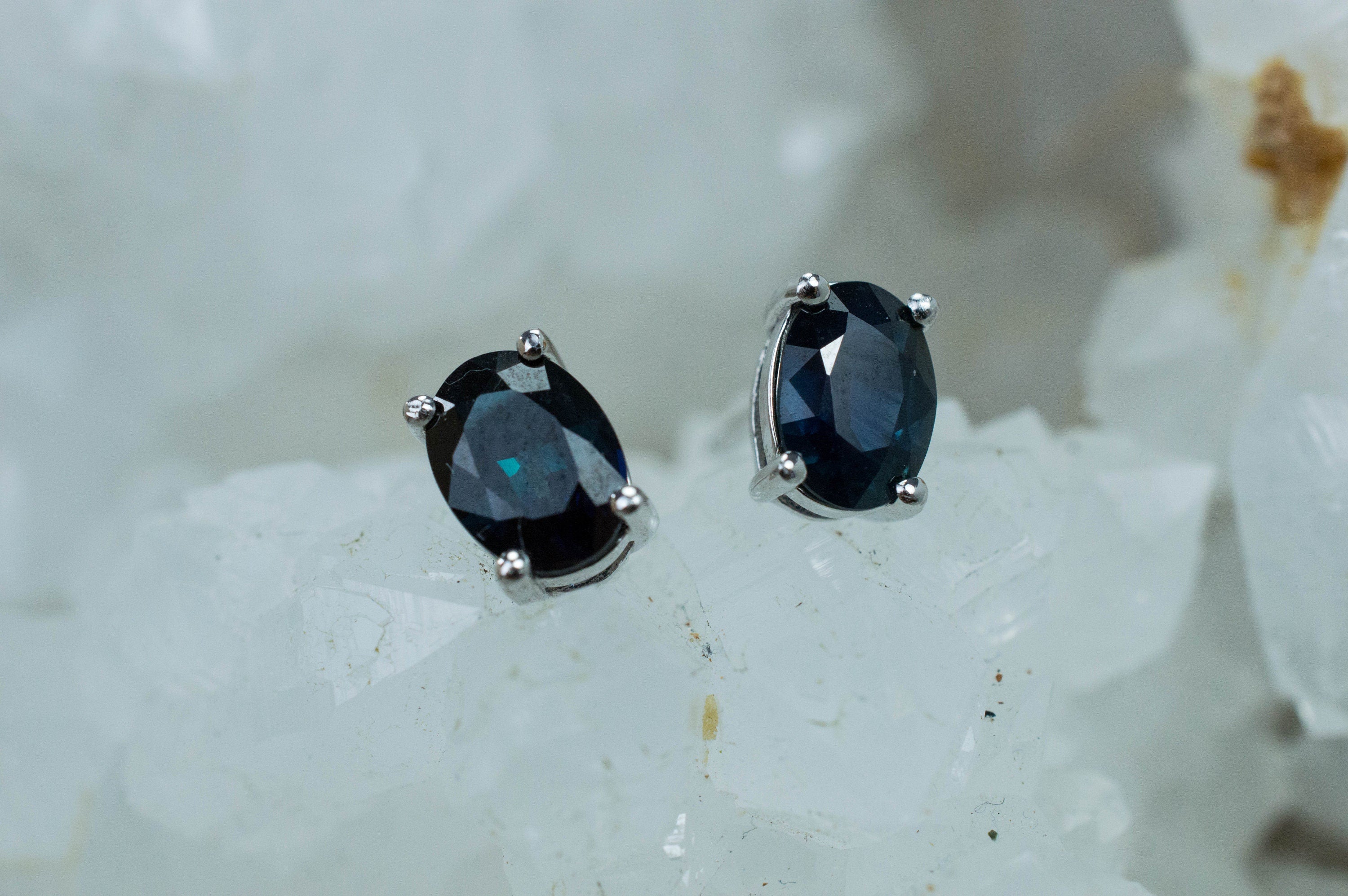 Blue Sapphire Earrings, Genuine Thailand Sapphire; 1.665cts - Mark Oliver Gems