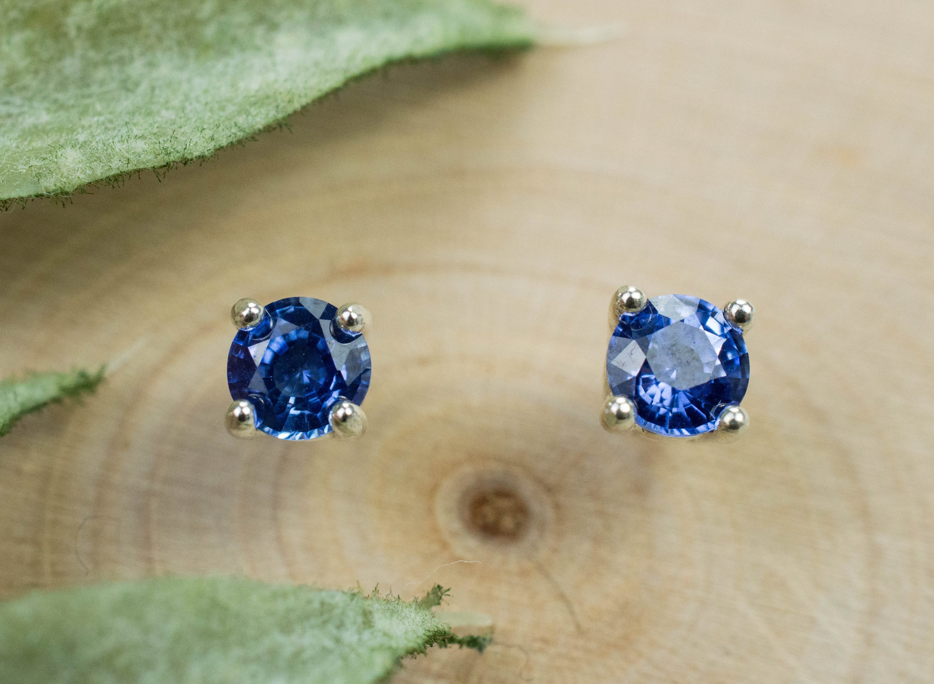 Blue Sapphire Earrings; Genuine Sri Lanka Sapphire; 0.650cts - Mark Oliver Gems