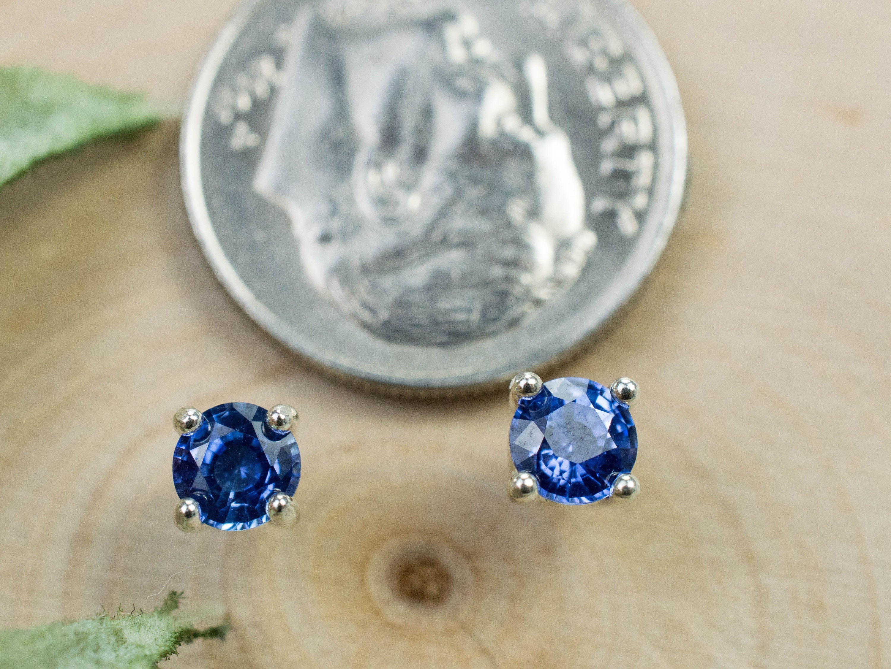 Blue Sapphire Earrings; Genuine Sri Lanka Sapphire; 0.650cts - Mark Oliver Gems