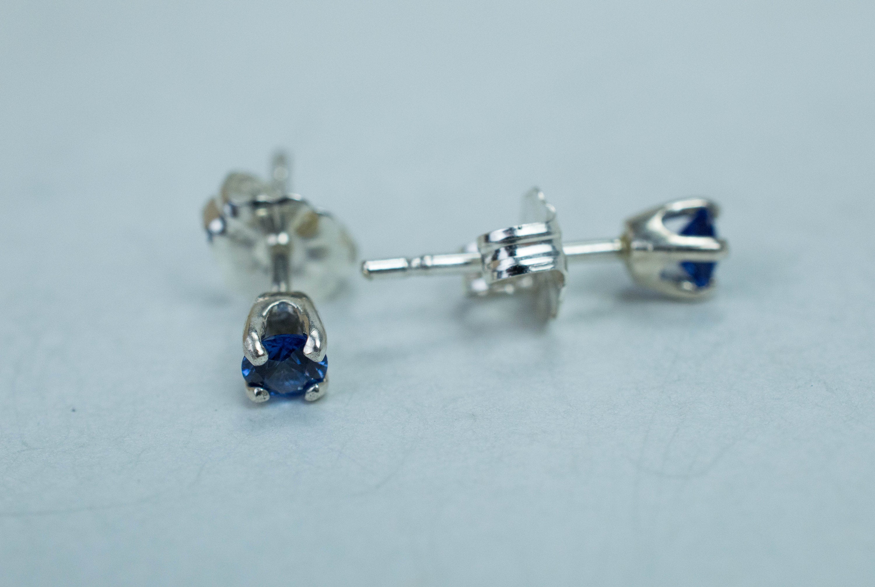 Blue Sapphire Earrings; Genuine Untreated Nigeria Sapphire; 0.330cts - Mark Oliver Gems