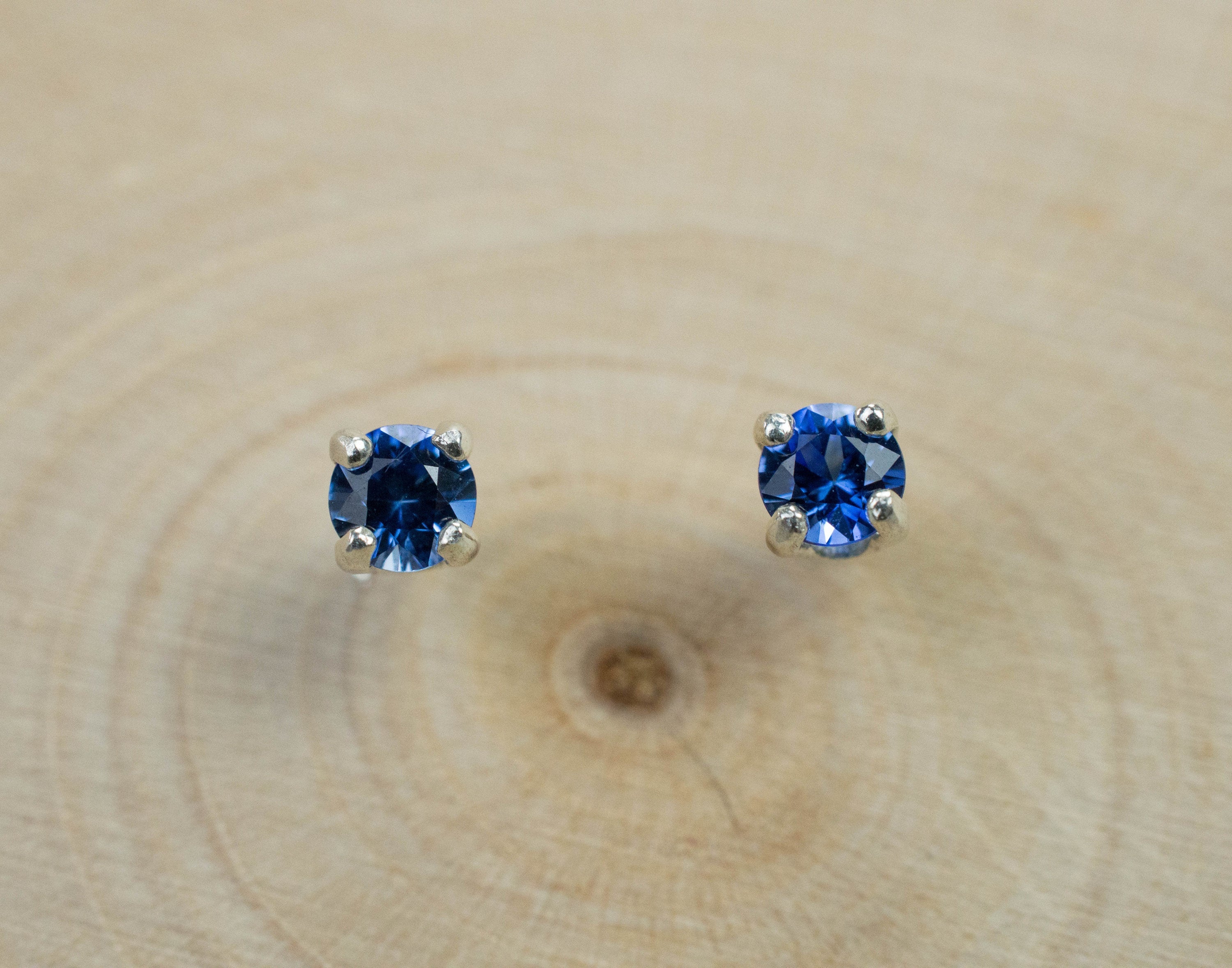 Blue Sapphire Earrings; Genuine Untreated Nigeria Sapphire; 0.330cts - Mark Oliver Gems