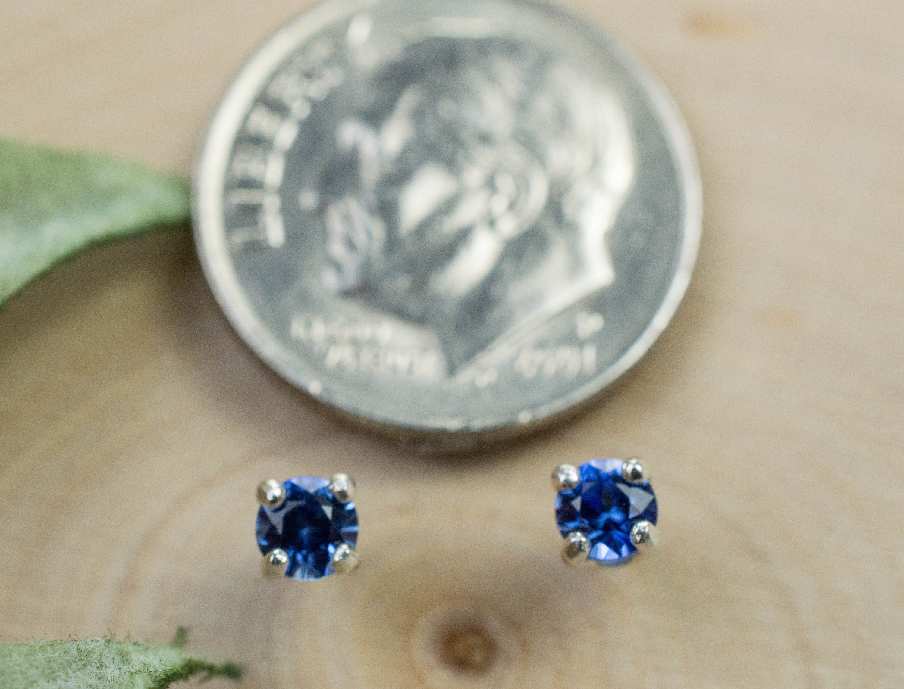 Blue Sapphire Earrings; Genuine Untreated Nigeria Sapphire; 0.330cts - Mark Oliver Gems