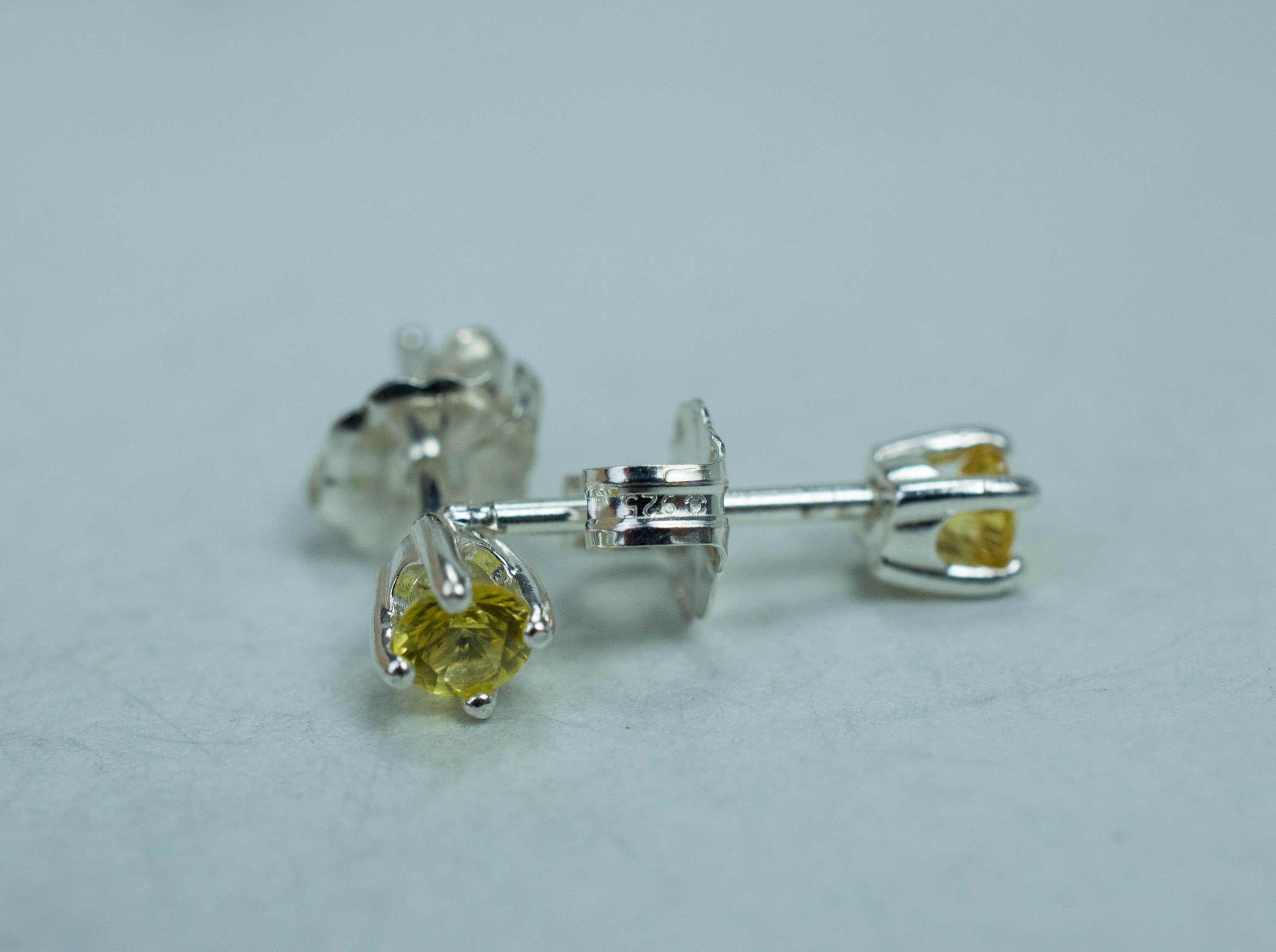 Yellow Sapphire Earrings; Genuine Thailand Sapphire; 0.345cts - Mark Oliver Gems