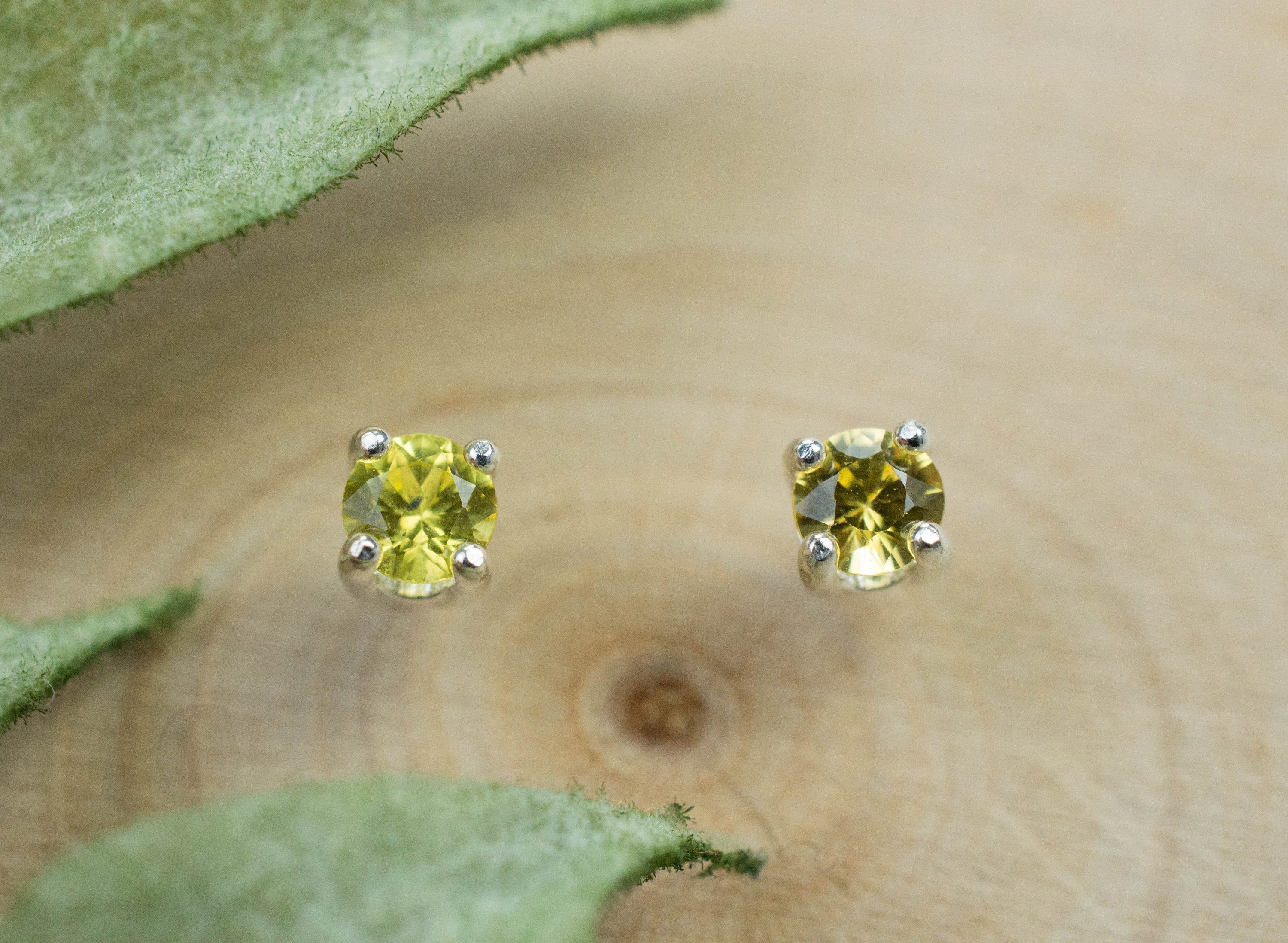 Yellow Sapphire Earrings; Genuine Thailand Sapphire; 0.345cts - Mark Oliver Gems