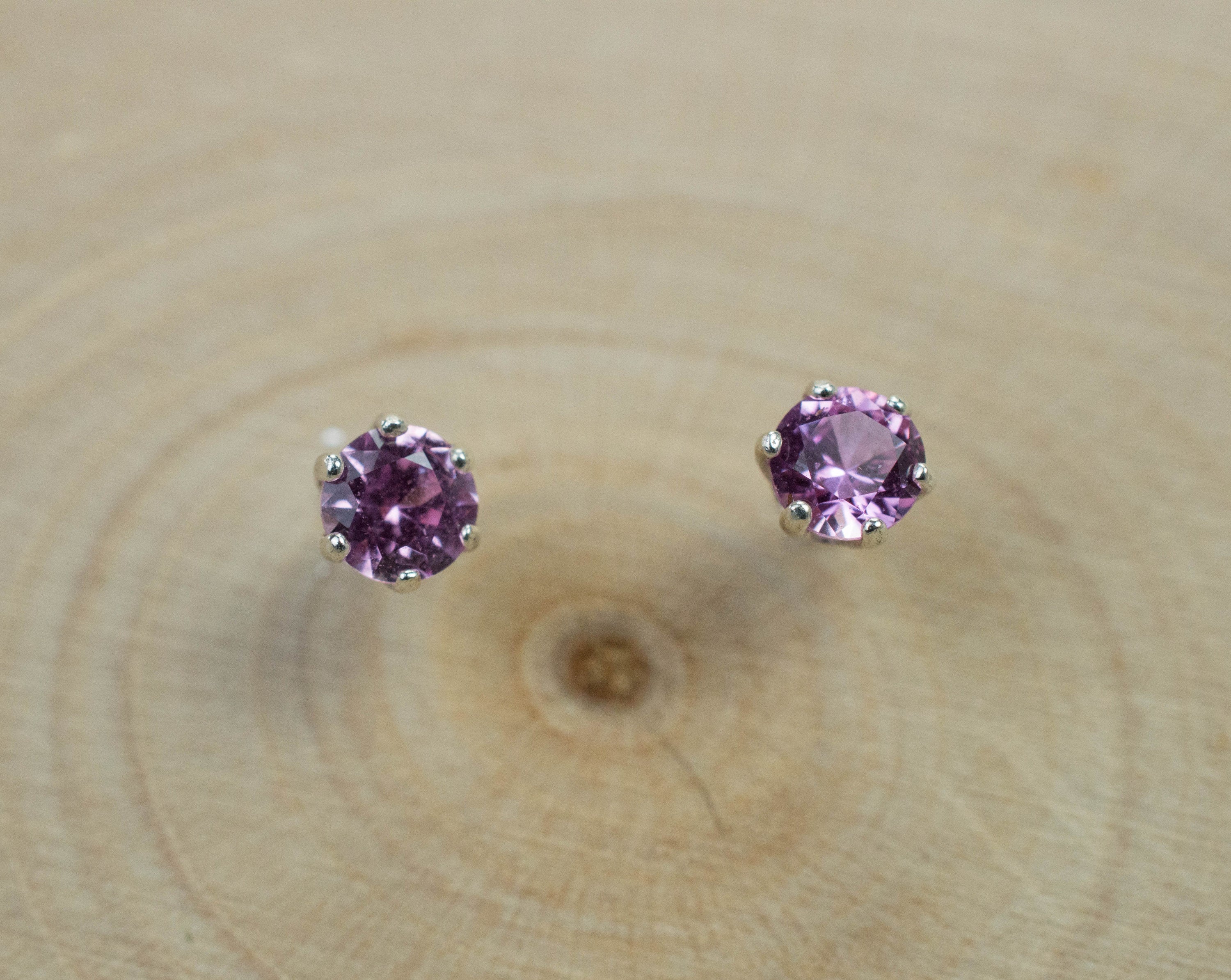 Pink Sapphire Earrings; Natural Untreated Sri Lanka Sapphire; 0.345cts - Mark Oliver Gems