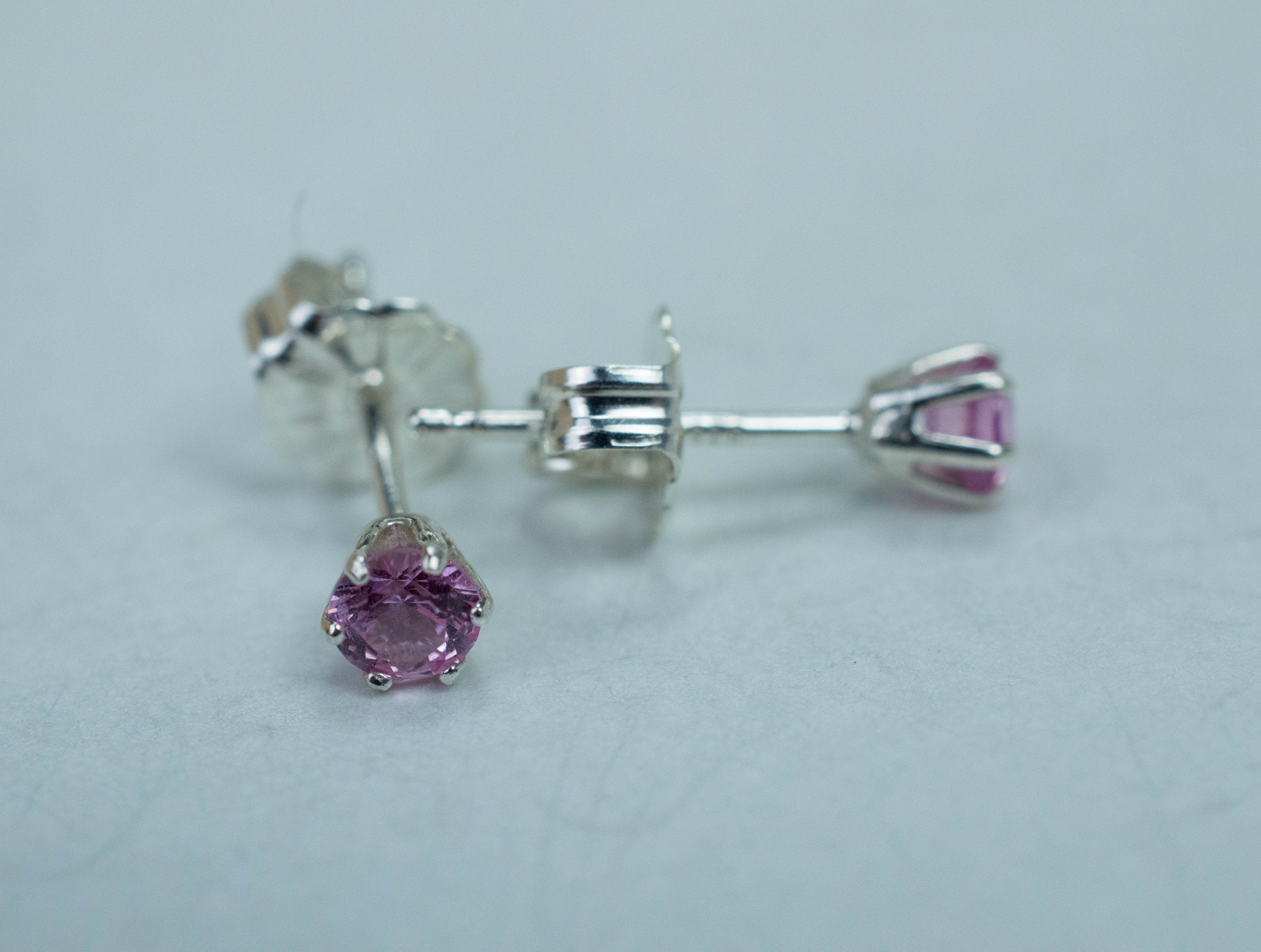 Pink Sapphire Earrings; Natural Untreated Sri Lanka Sapphire; 0.345cts - Mark Oliver Gems