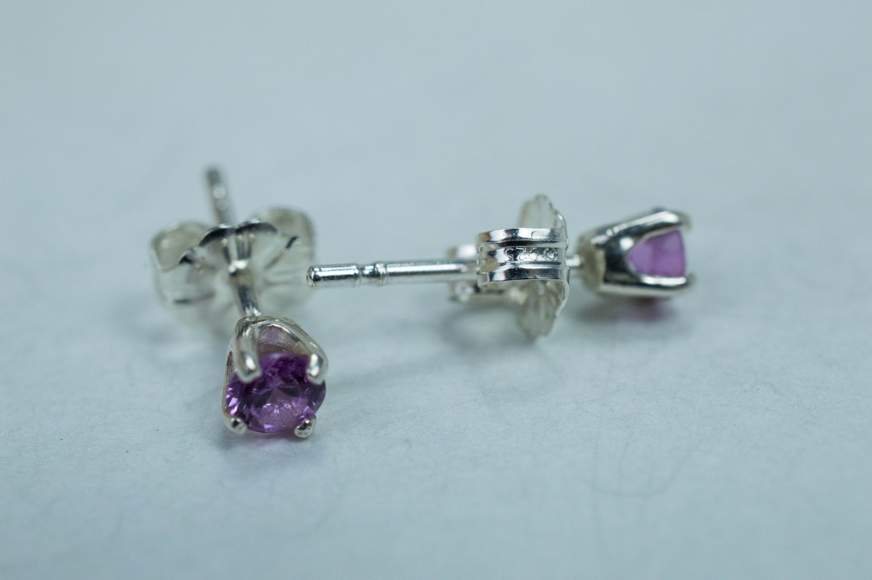 Pink Sapphire Earrings; Natural Untreated Sri Lanka Sapphire; 0.400cts - Mark Oliver Gems