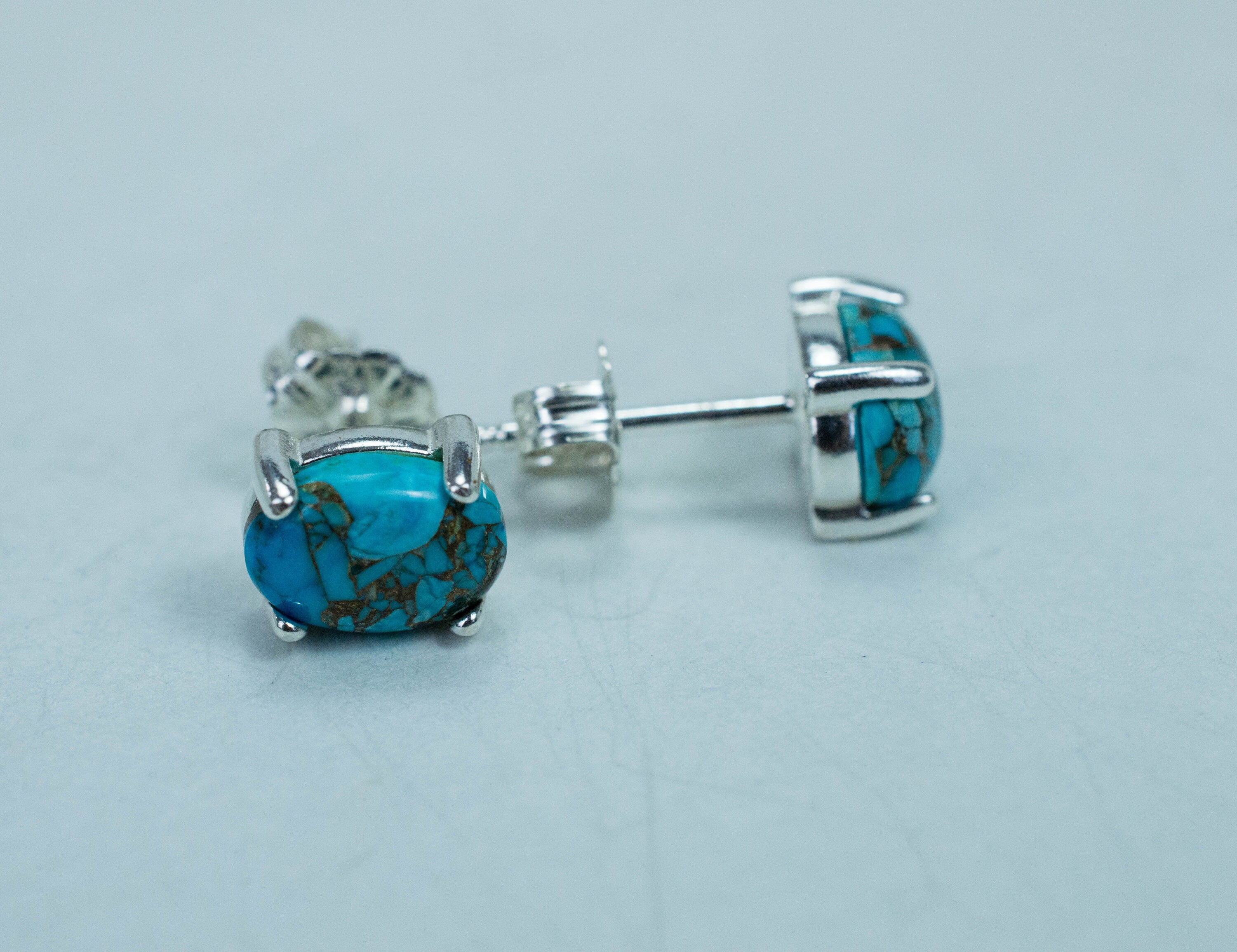 Turquoise Earrings, Natural Stabilized Nevada Turquoise; 2.110cts - Mark Oliver Gems