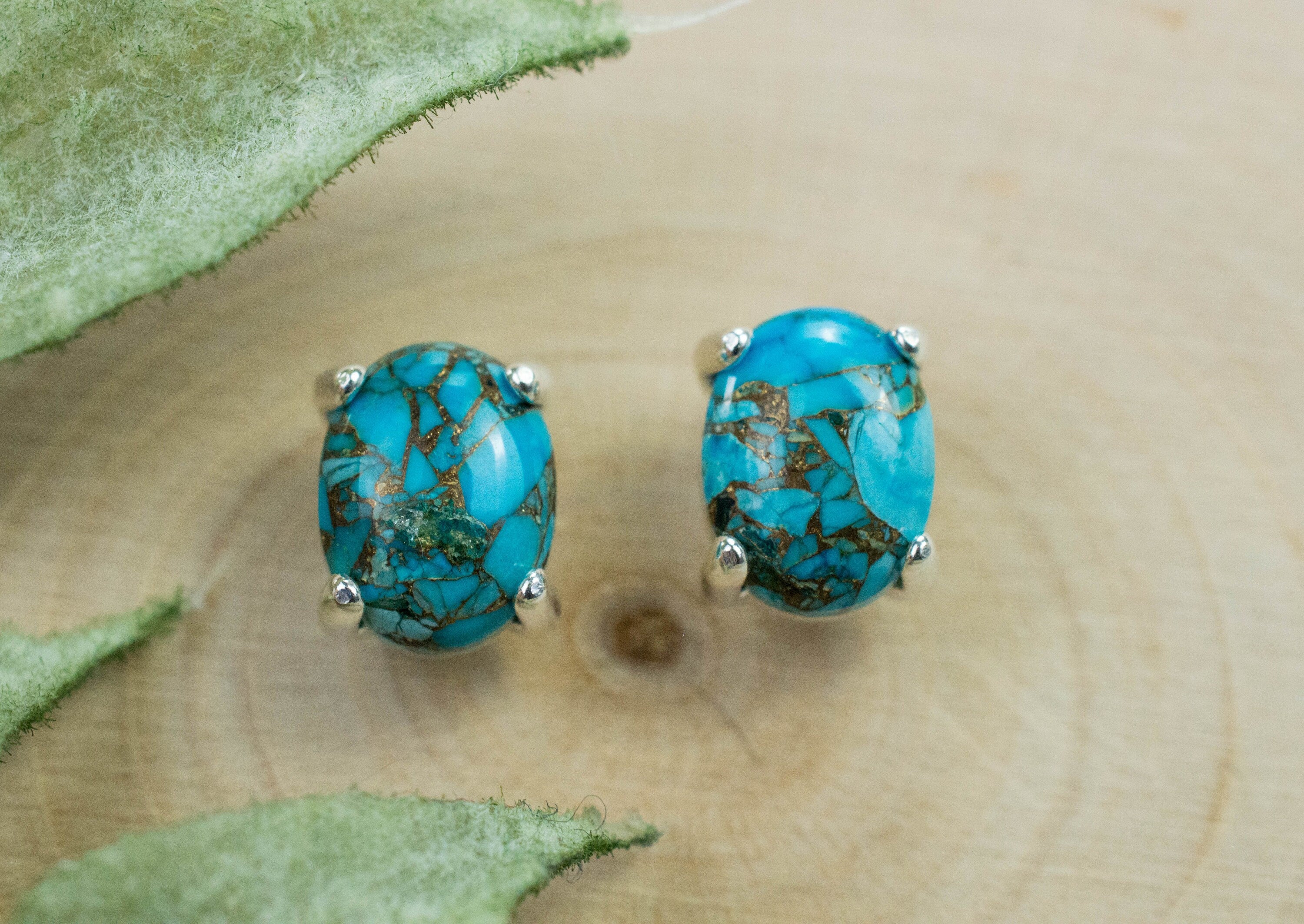Turquoise Earrings, Natural Stabilized Nevada Turquoise; 2.440cts - Mark Oliver Gems