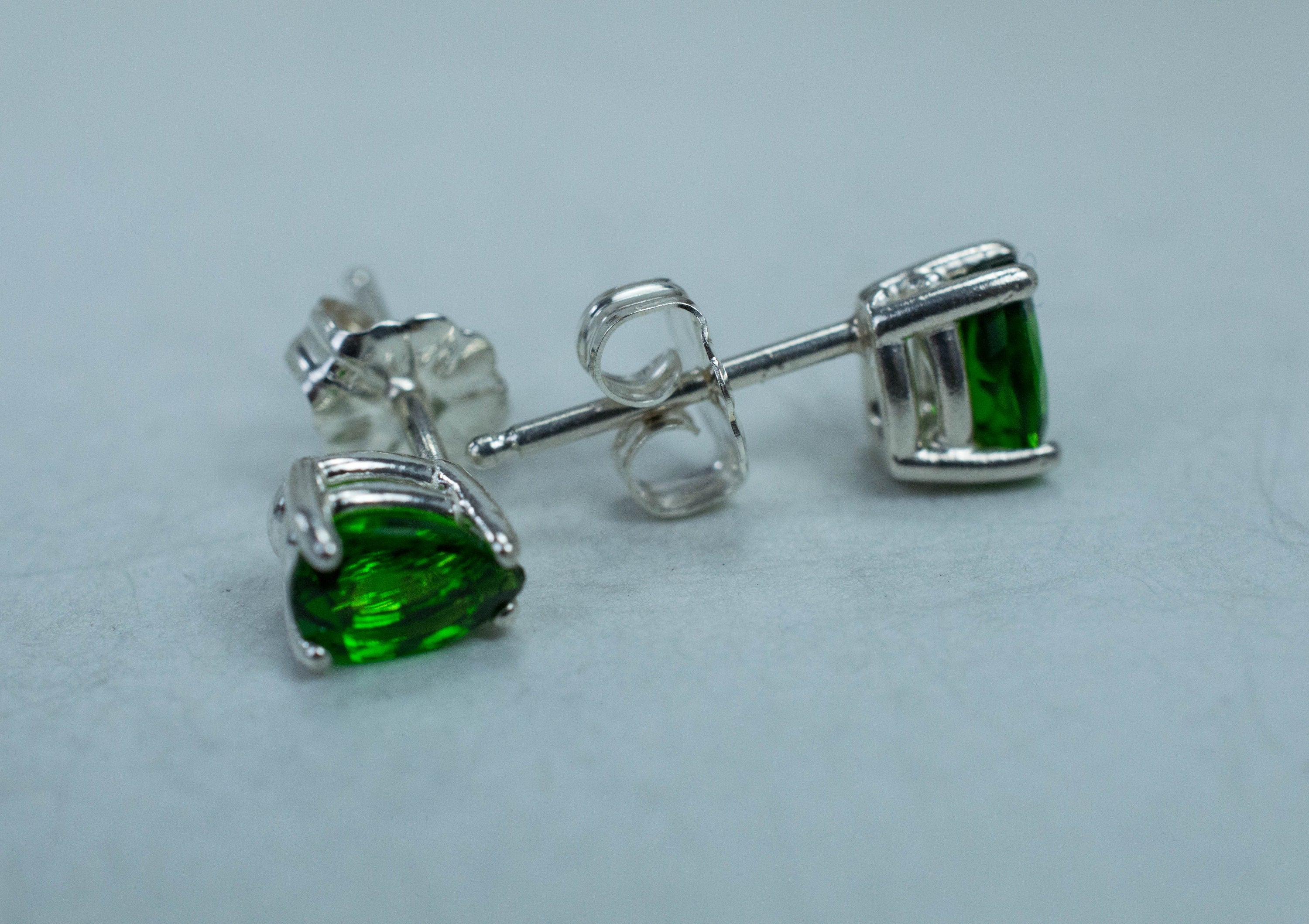 Chrome Diopside Earrings; Natural Untreated Siberia Diopside; 0.965cts - Mark Oliver Gems