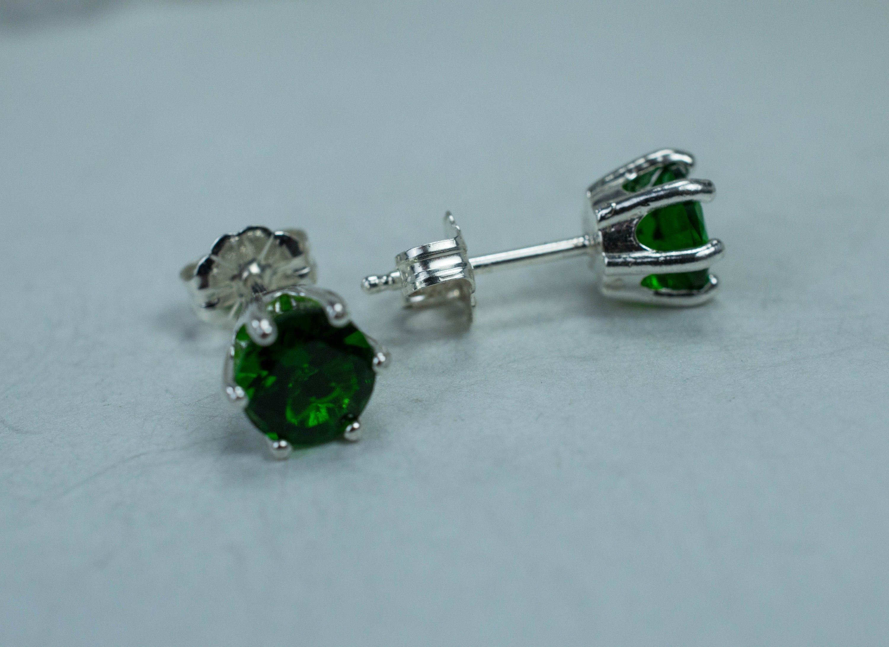 Chrome Diopside Earrings; Natural Untreated Siberia Diopside; 1.790cts - Mark Oliver Gems