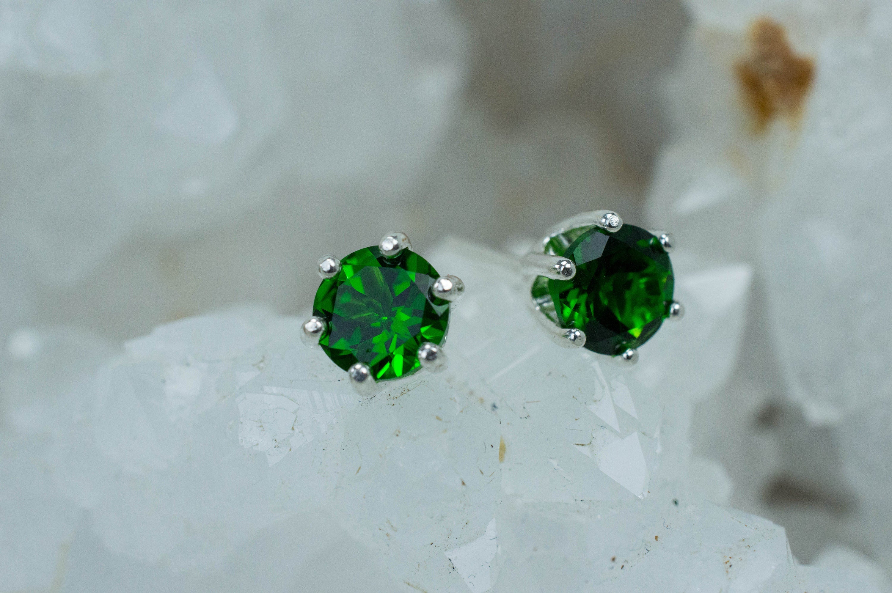 Chrome Diopside Earrings; Natural Untreated Siberia Diopside; 1.790cts - Mark Oliver Gems