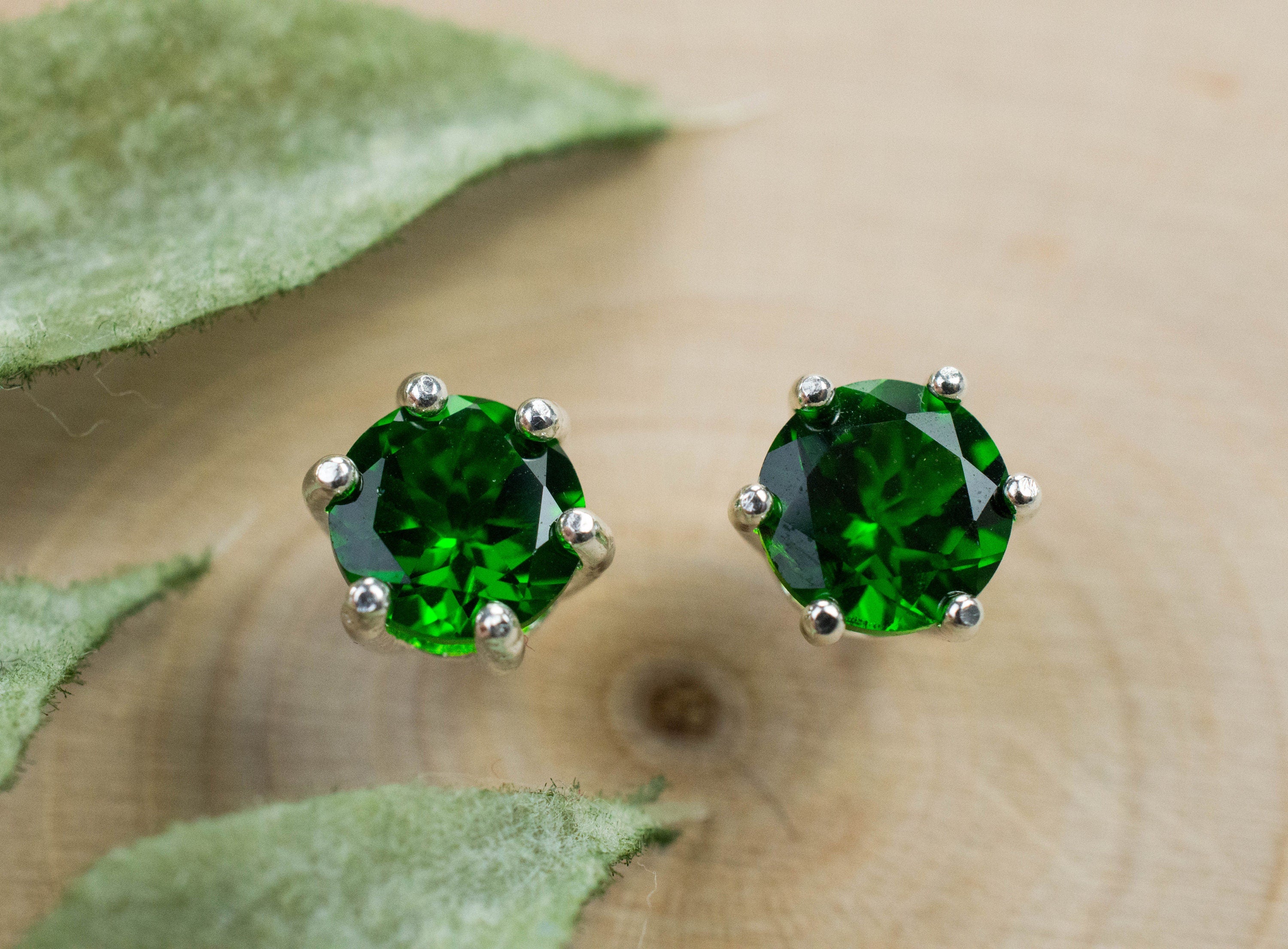 Chrome Diopside Earrings; Natural Untreated Siberia Diopside; 1.790cts - Mark Oliver Gems