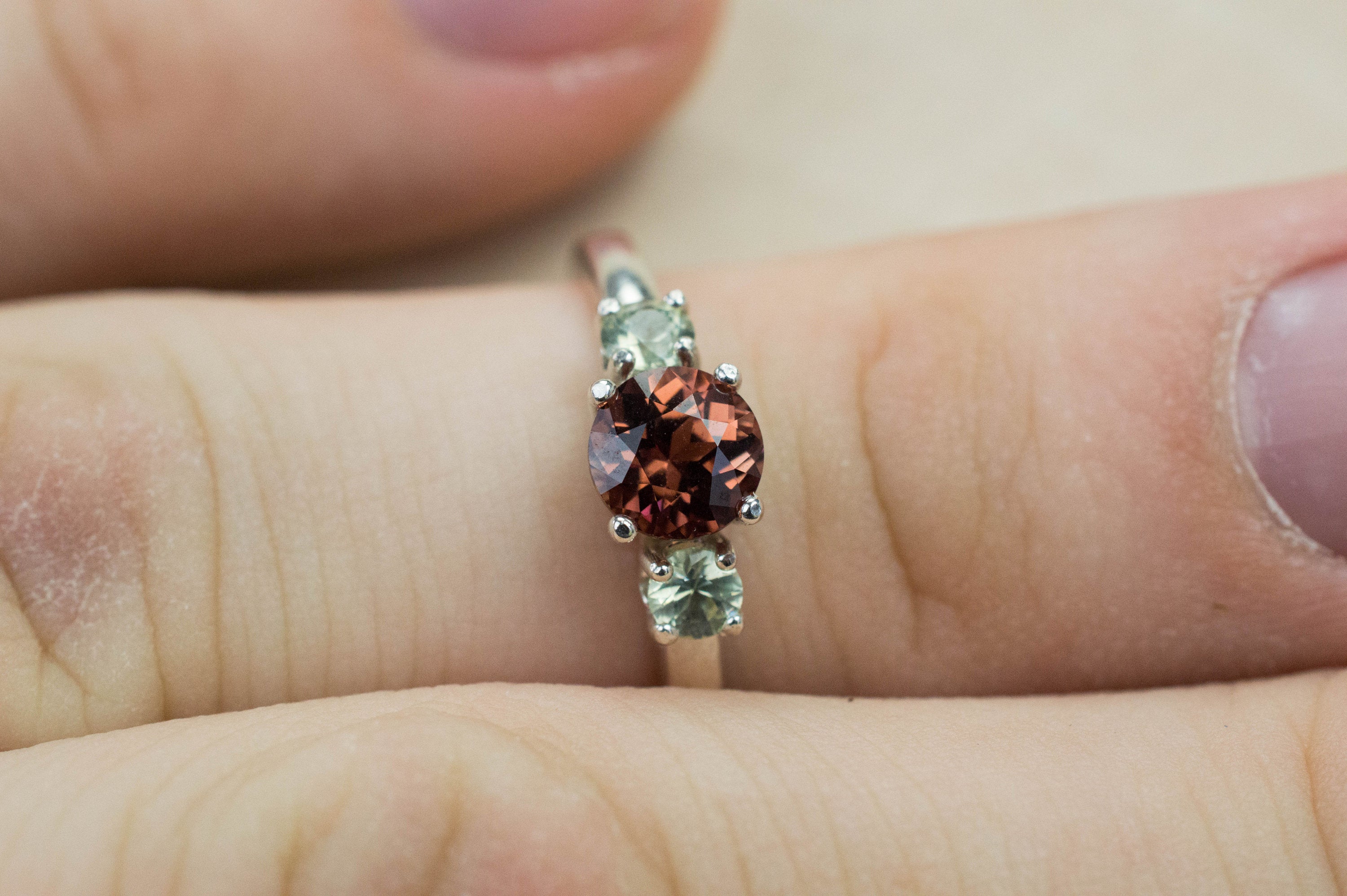 Imperial Garnet and Sapphire Ring, Genuine Untreated Tanzania Garnet and Montana Sapphire - Mark Oliver Gems