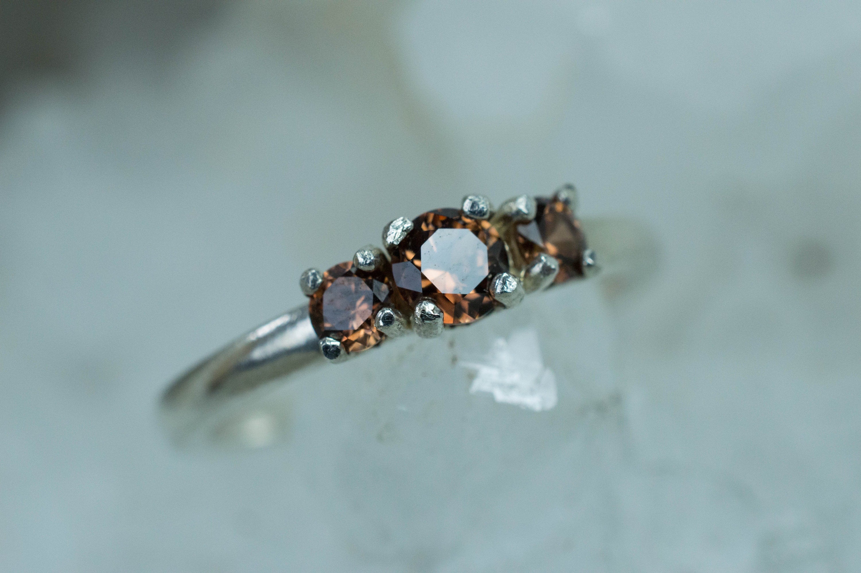 Zircon Ring; Genuine Untreated Tanzania Cognac Zircons - Mark Oliver Gems