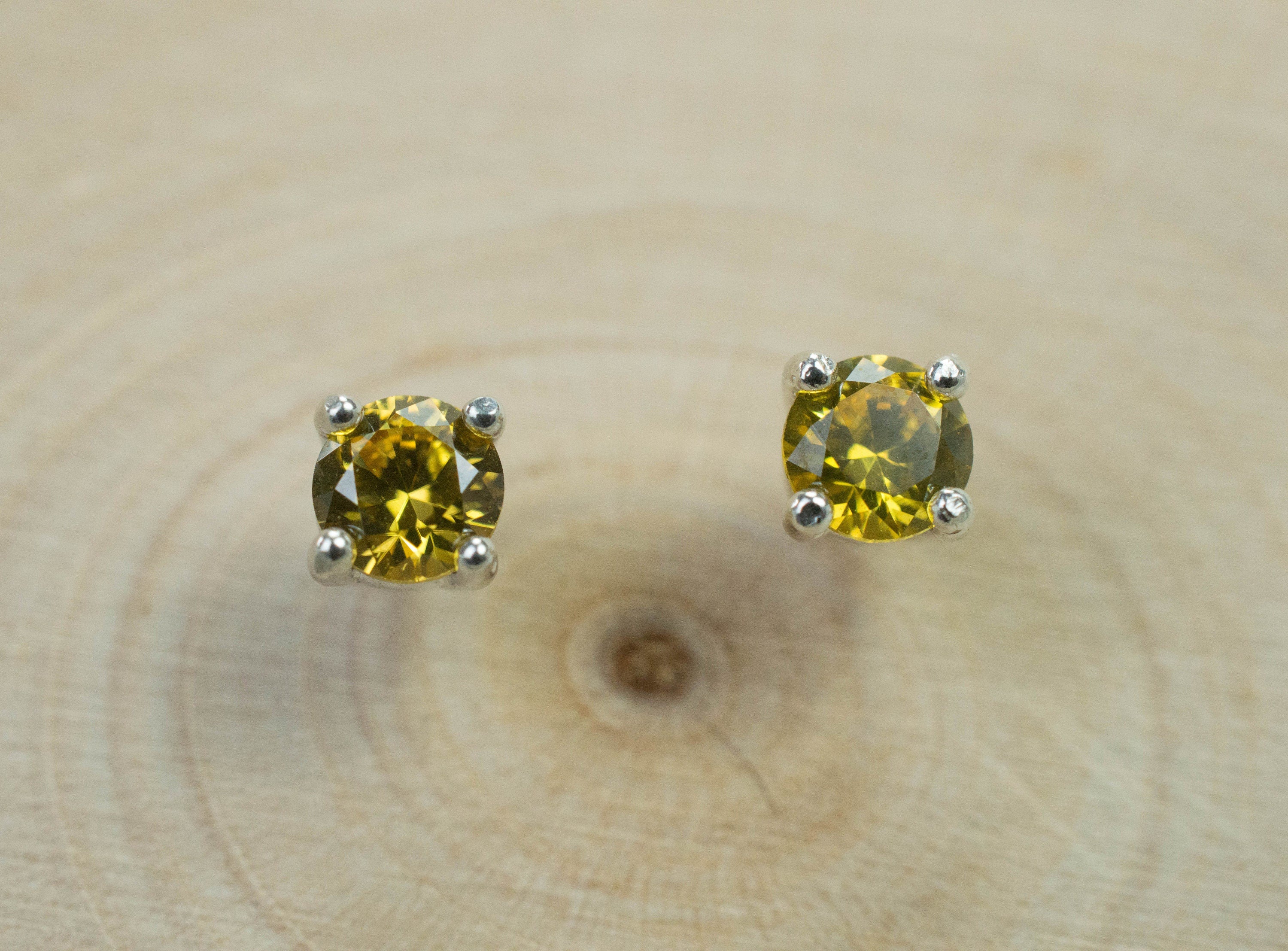 Yellow Zircon Earrings; Genuine Untreated Tanzania Zircon; 0.710cts - Mark Oliver Gems