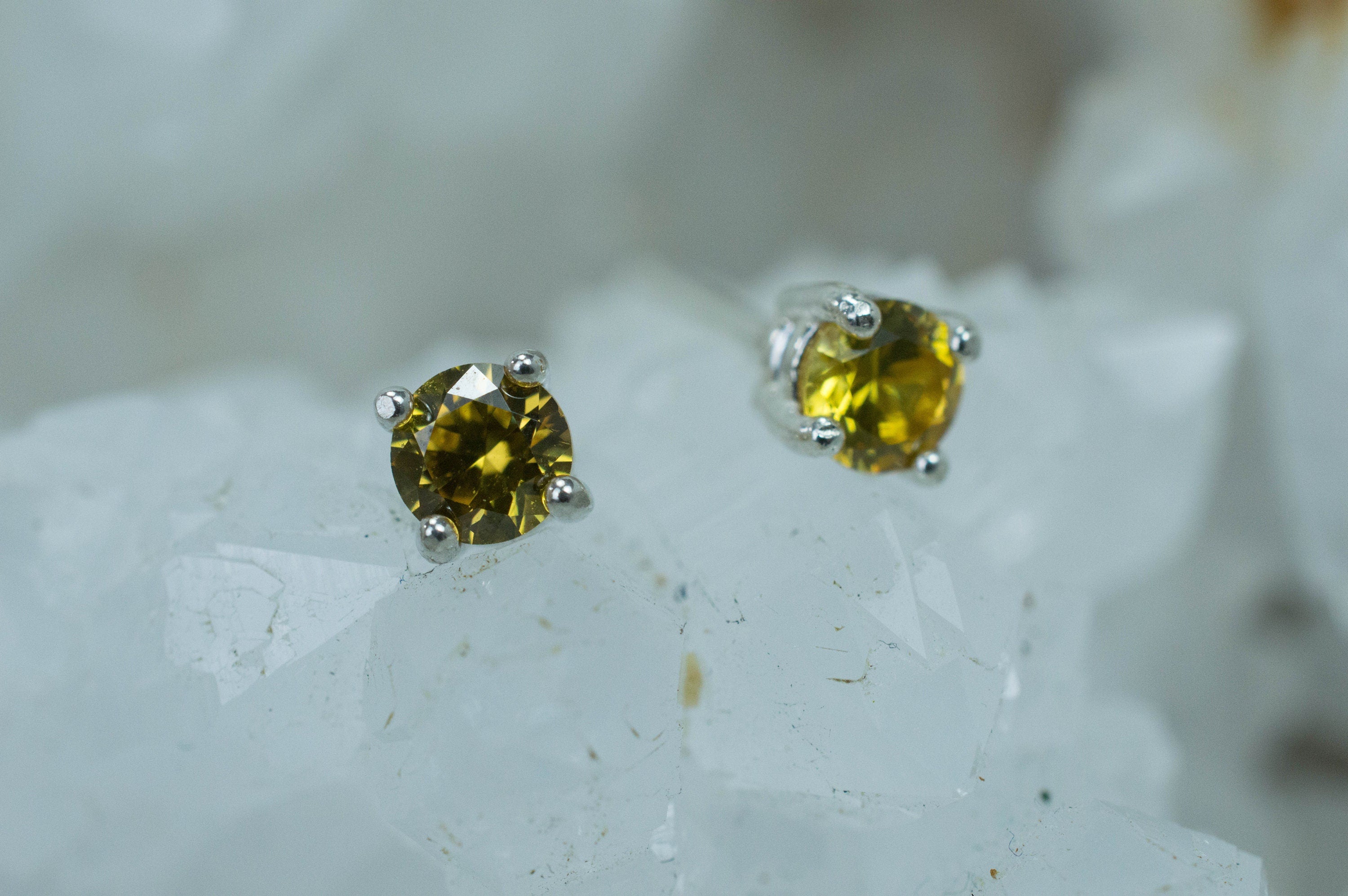 Yellow Zircon Earrings; Genuine Untreated Tanzania Zircon; 0.710cts - Mark Oliver Gems