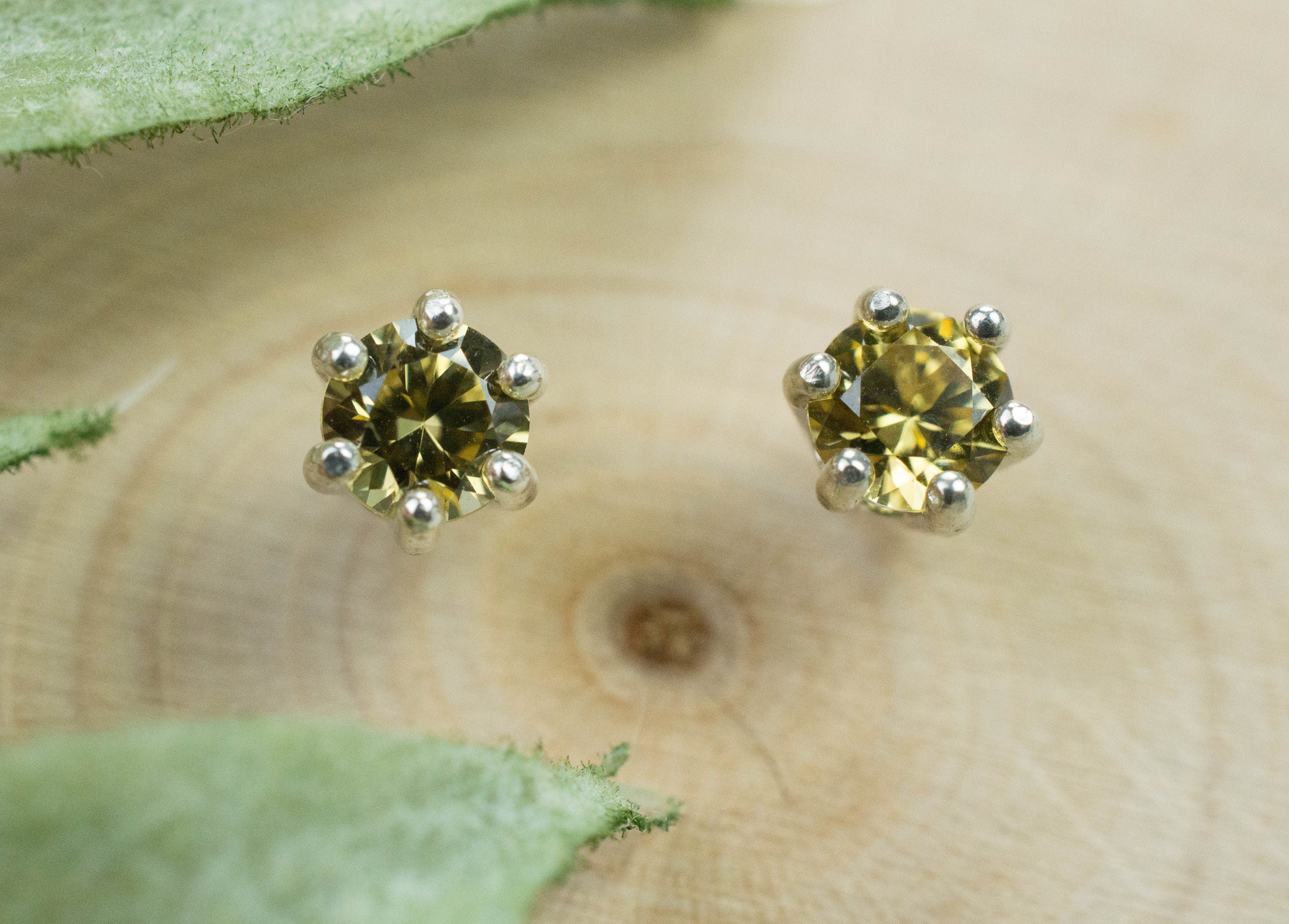 Yellow Zircon Earrings; Genuine Untreated Tanzania Zircon; 0.745cts - Mark Oliver Gems