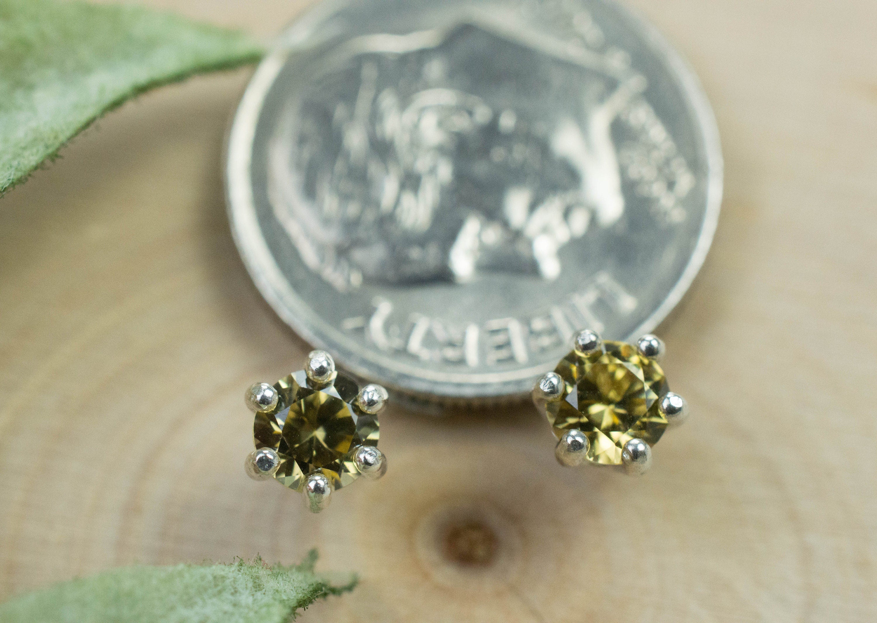 Yellow Zircon Earrings; Genuine Untreated Tanzania Zircon; 0.745cts - Mark Oliver Gems