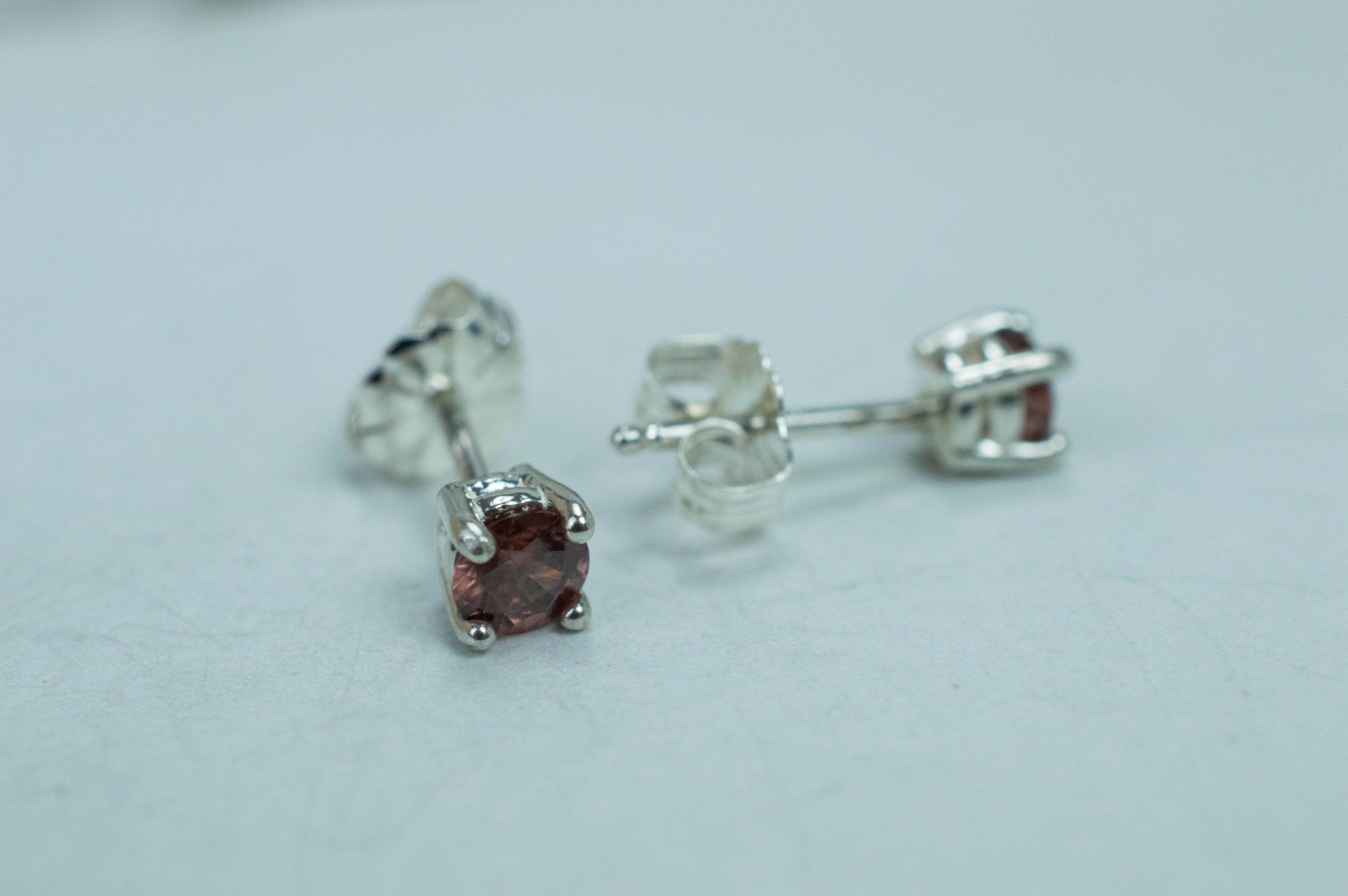 Pink Zircon Earrings; Genuine Untreated Tanzania Rose Zircon; 0.700cts - Mark Oliver Gems