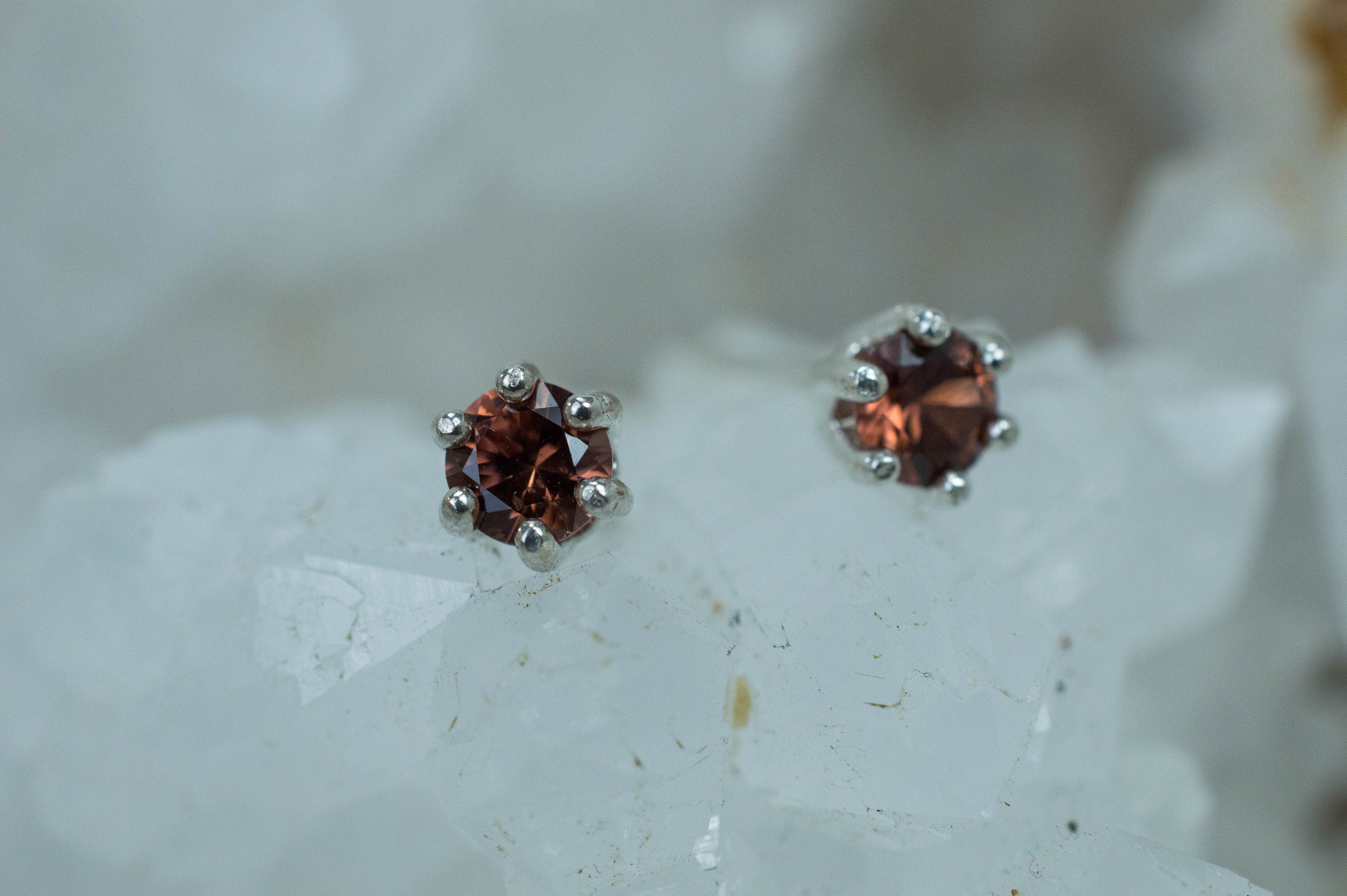 Rose Zircon Earrings; Genuine Untreated Tanzania Pink Zircon; 0.705cts - Mark Oliver Gems