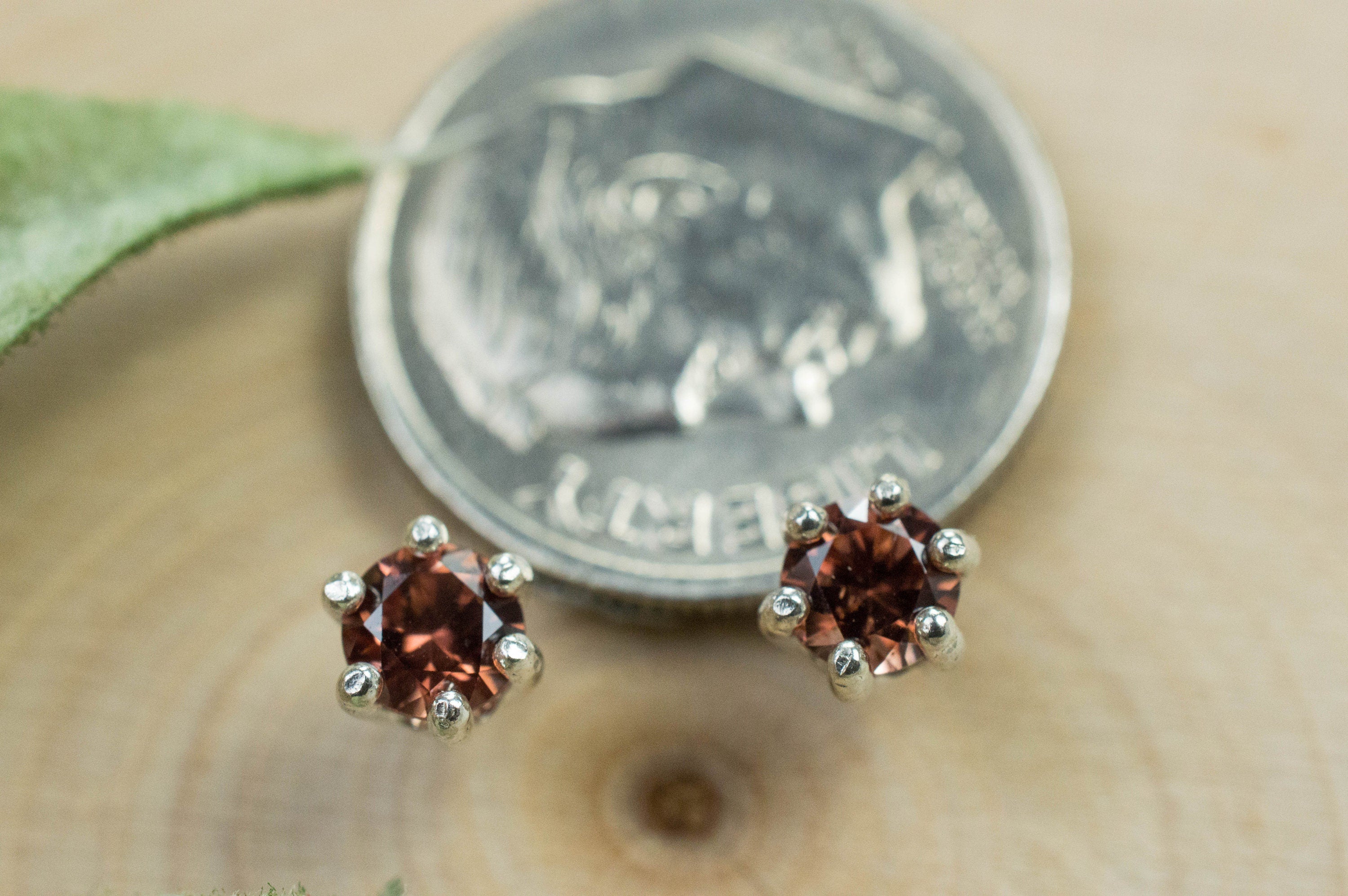 Rose Zircon Earrings; Genuine Untreated Tanzania Pink Zircon; 0.705cts - Mark Oliver Gems