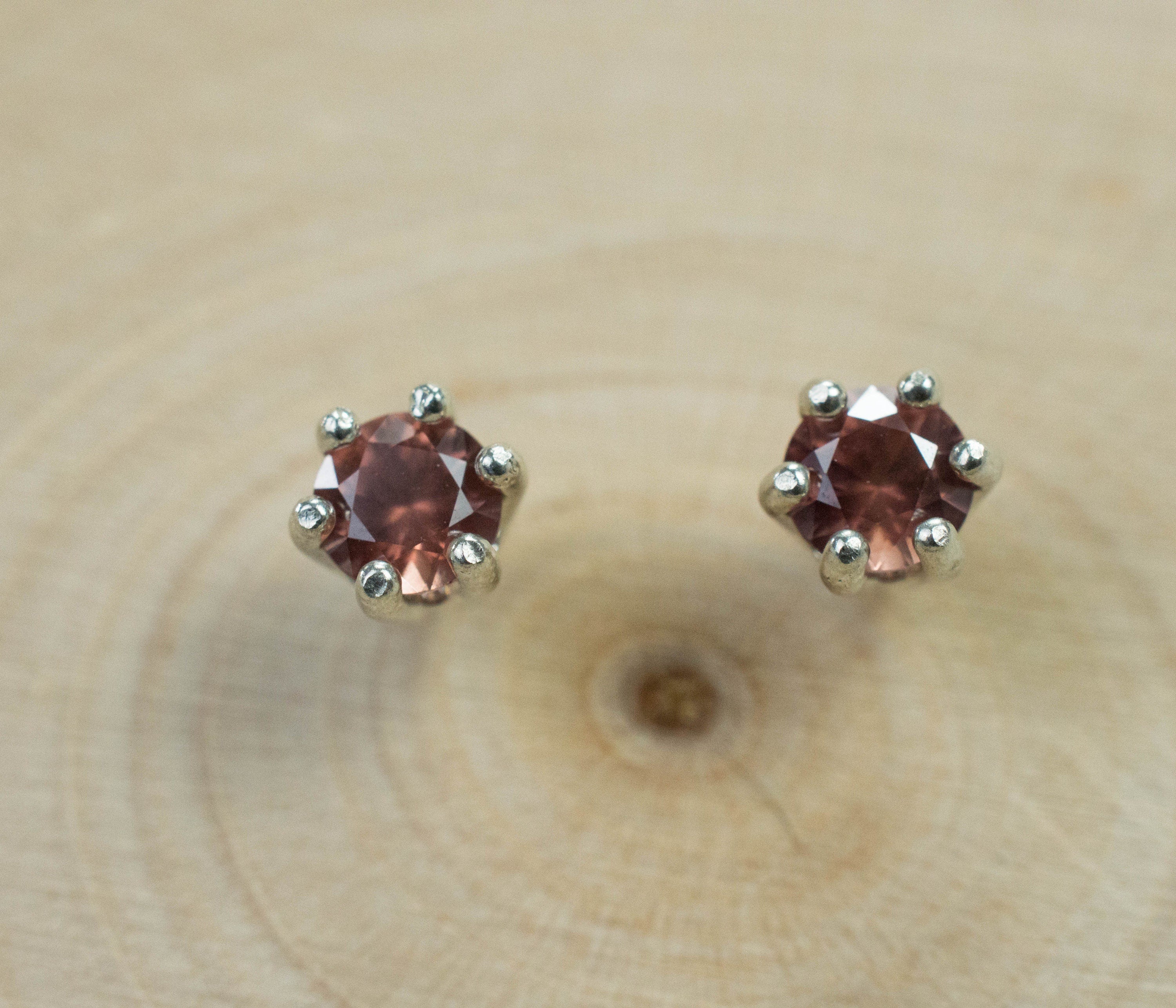 Rose Zircon Earrings; Genuine Untreated Tanzania Pink Zircon; 0.715cts - Mark Oliver Gems