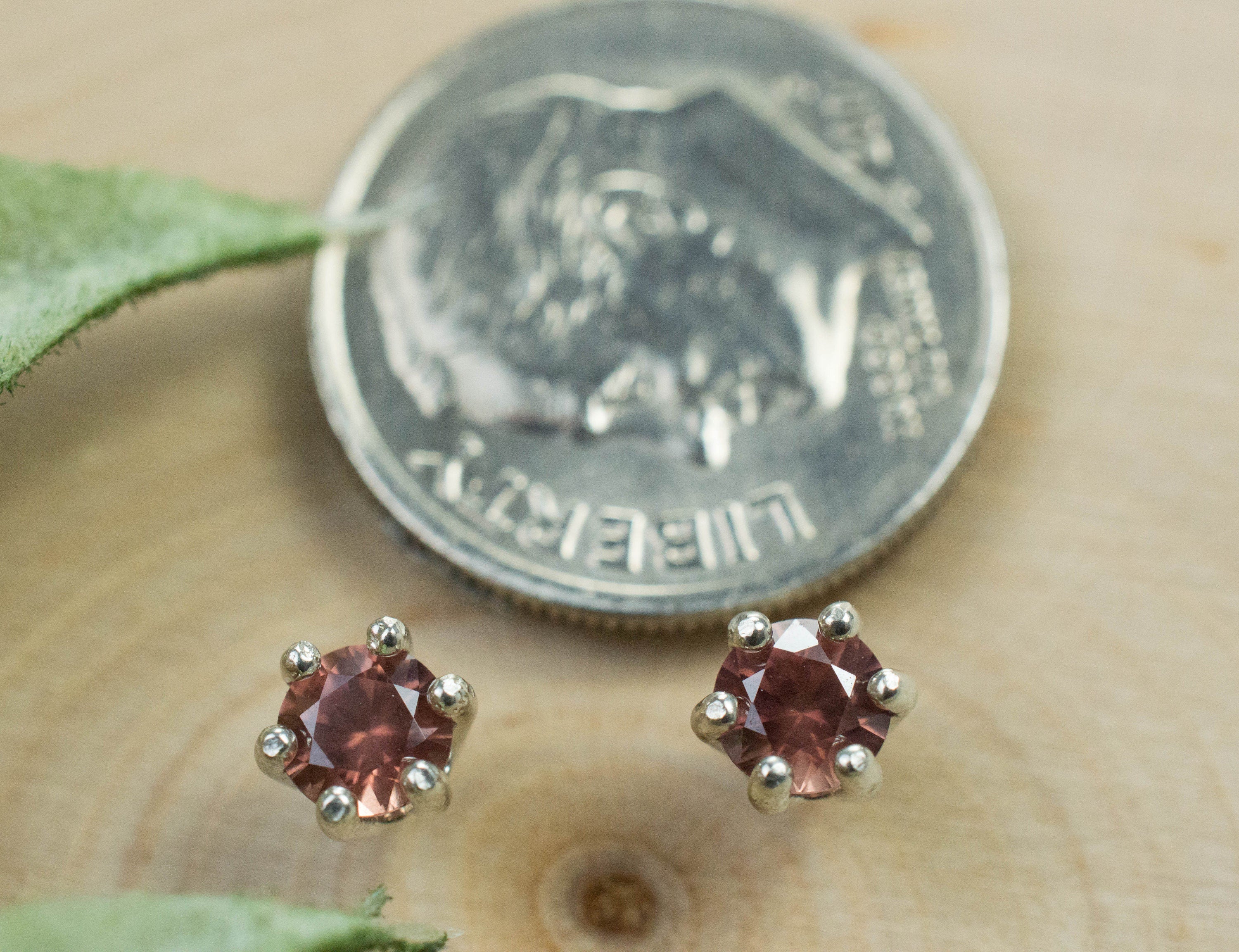 Rose Zircon Earrings; Genuine Untreated Tanzania Pink Zircon; 0.715cts - Mark Oliver Gems