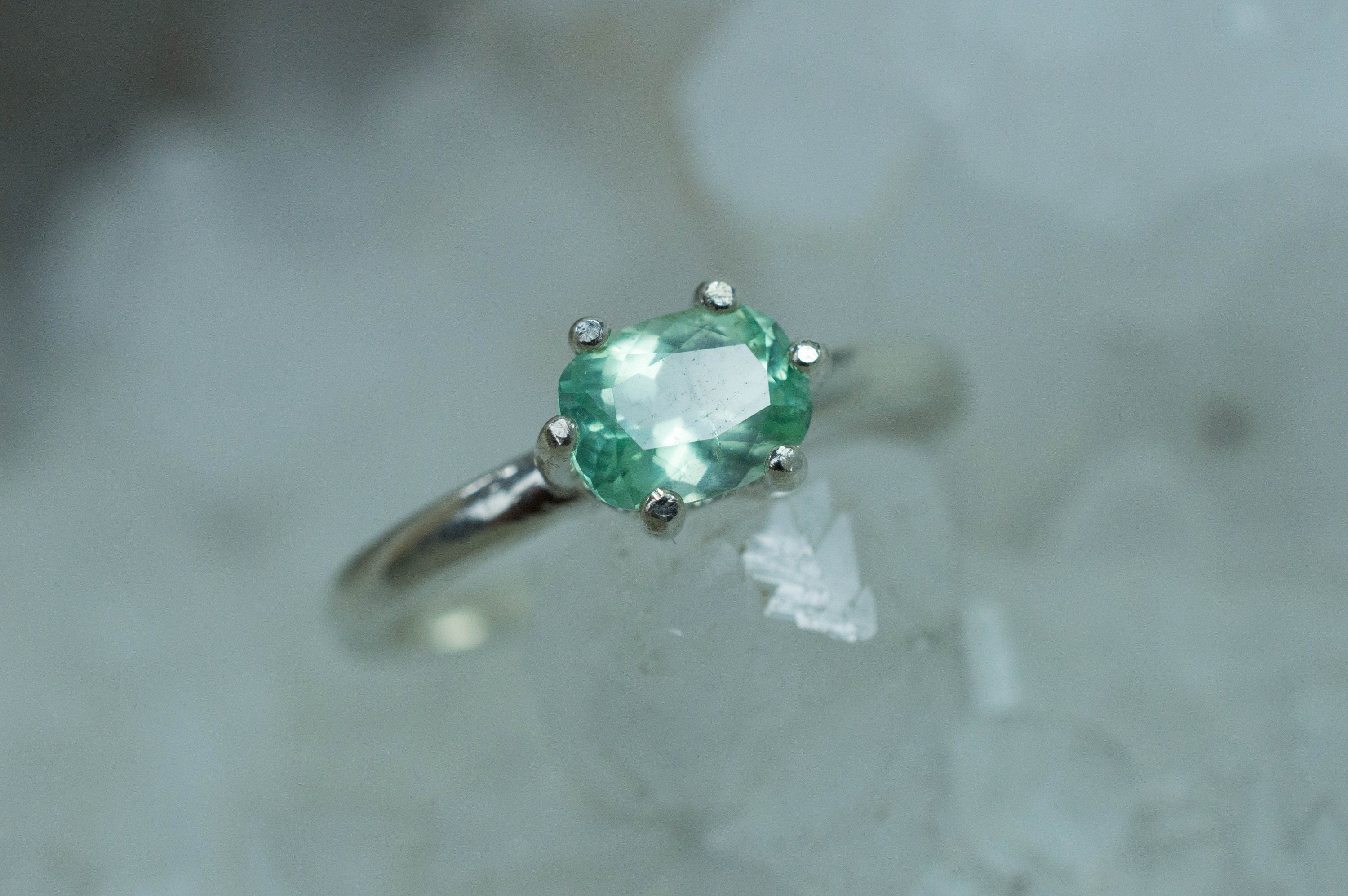 Green Beryl Ring; Genuine Untreated Pakistan Beryl - Mark Oliver Gems