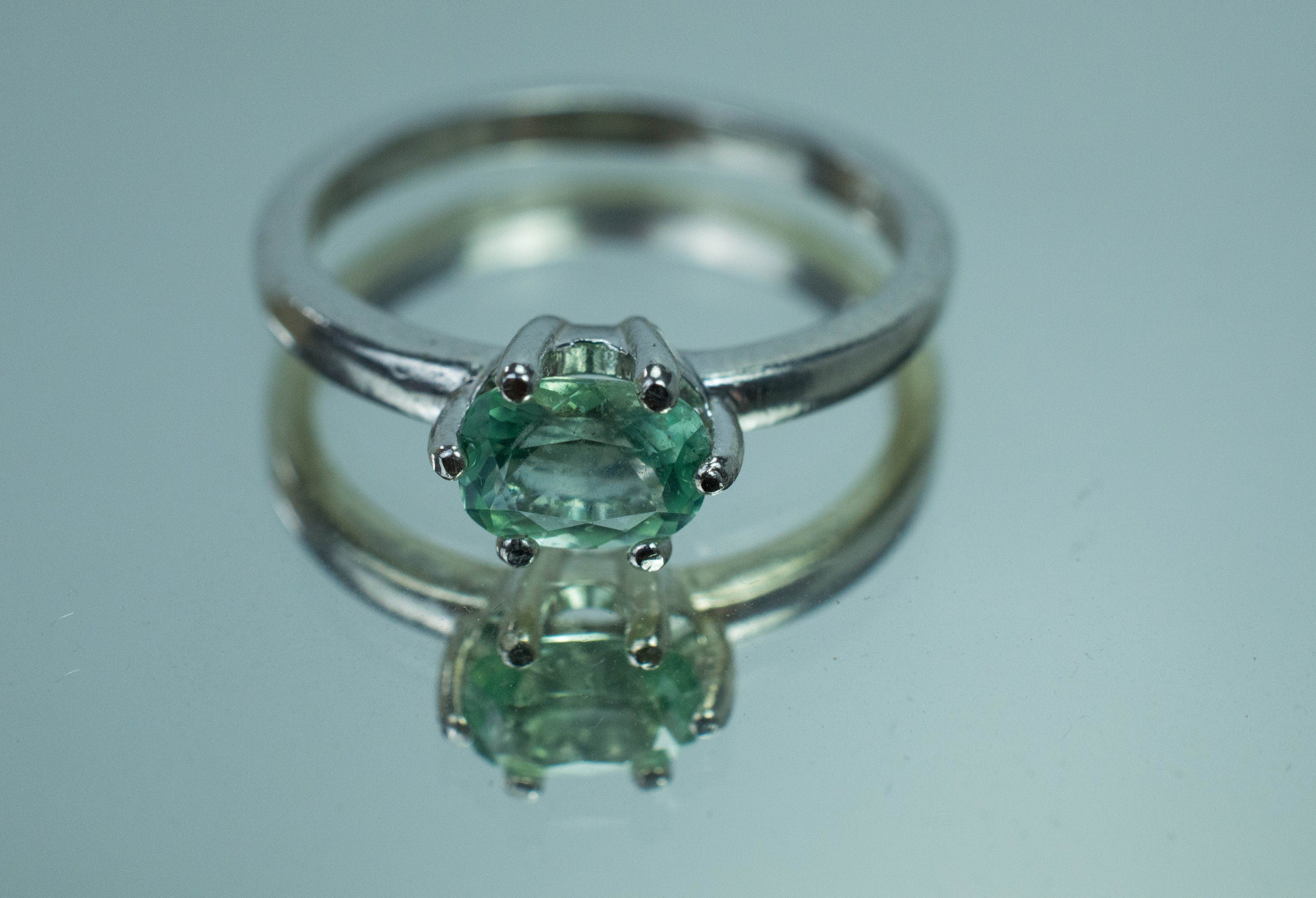 Green Beryl Ring; Genuine Untreated Pakistan Beryl - Mark Oliver Gems