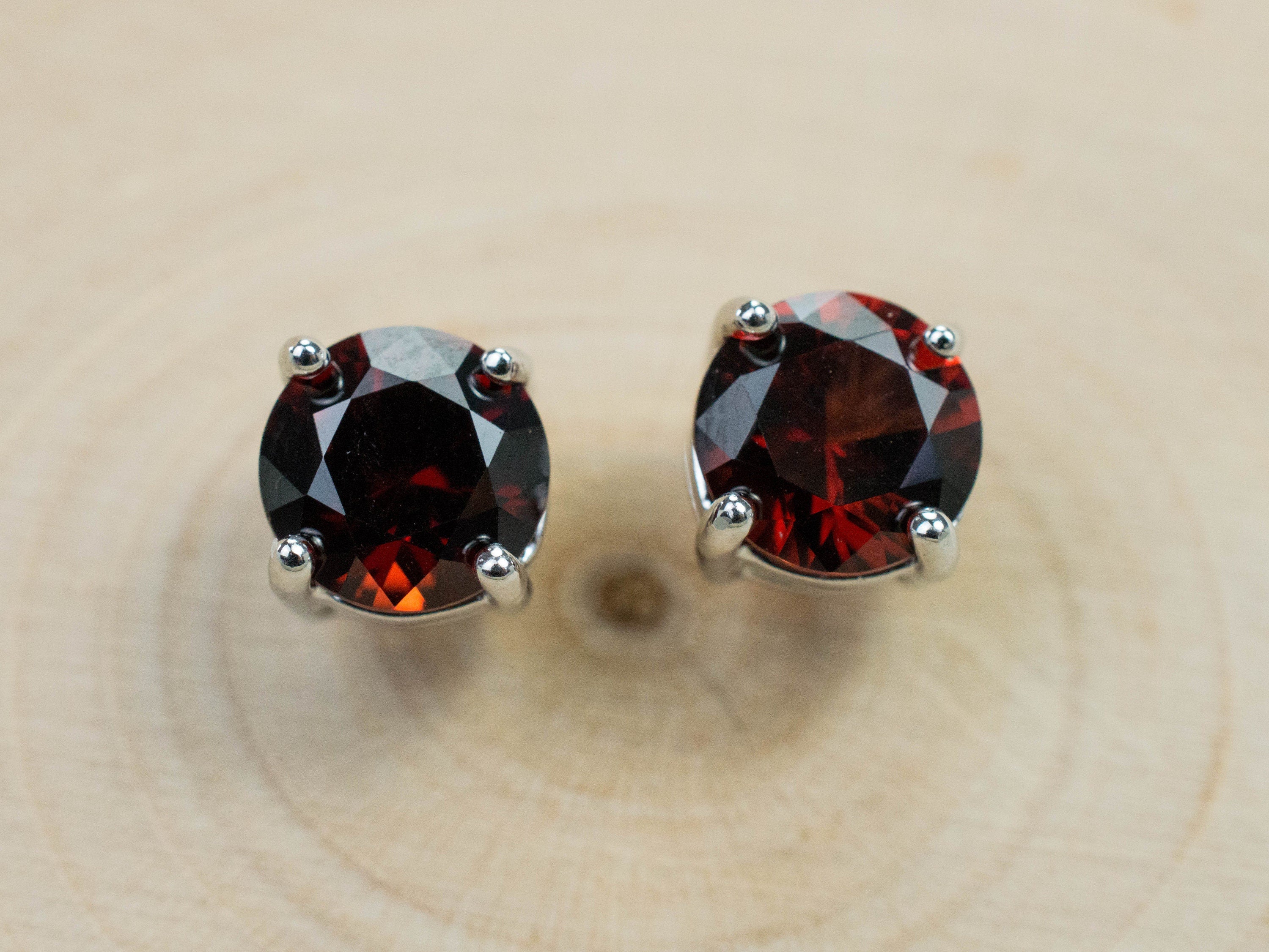 Pyrope Garnet Earrings; Genuine Untreated Madagascar Garnet; 2.715cts - Mark Oliver Gems