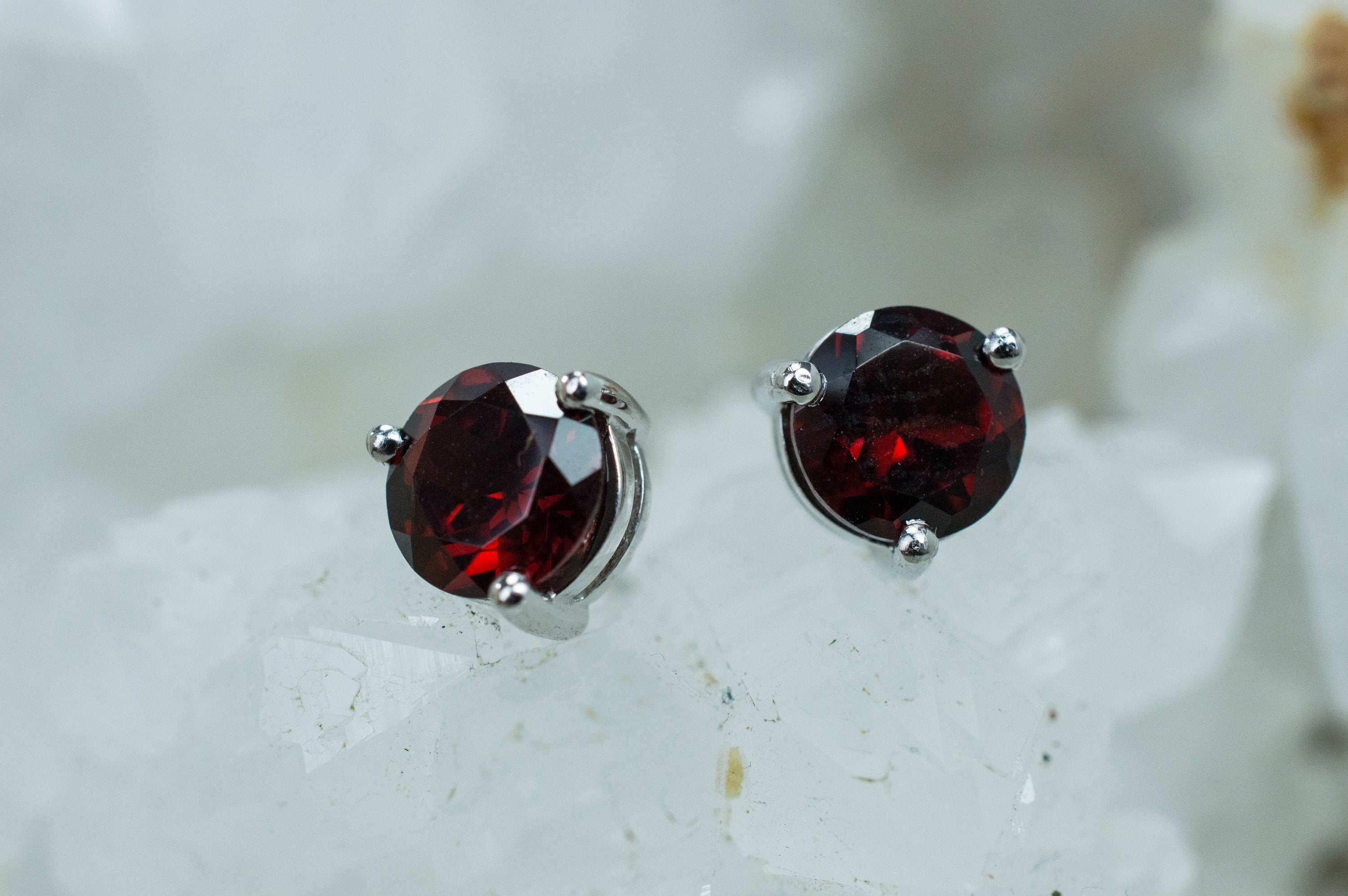 Pyrope Garnet Earrings; Genuine Untreated Madagascar Garnet; 1.925cts - Mark Oliver Gems