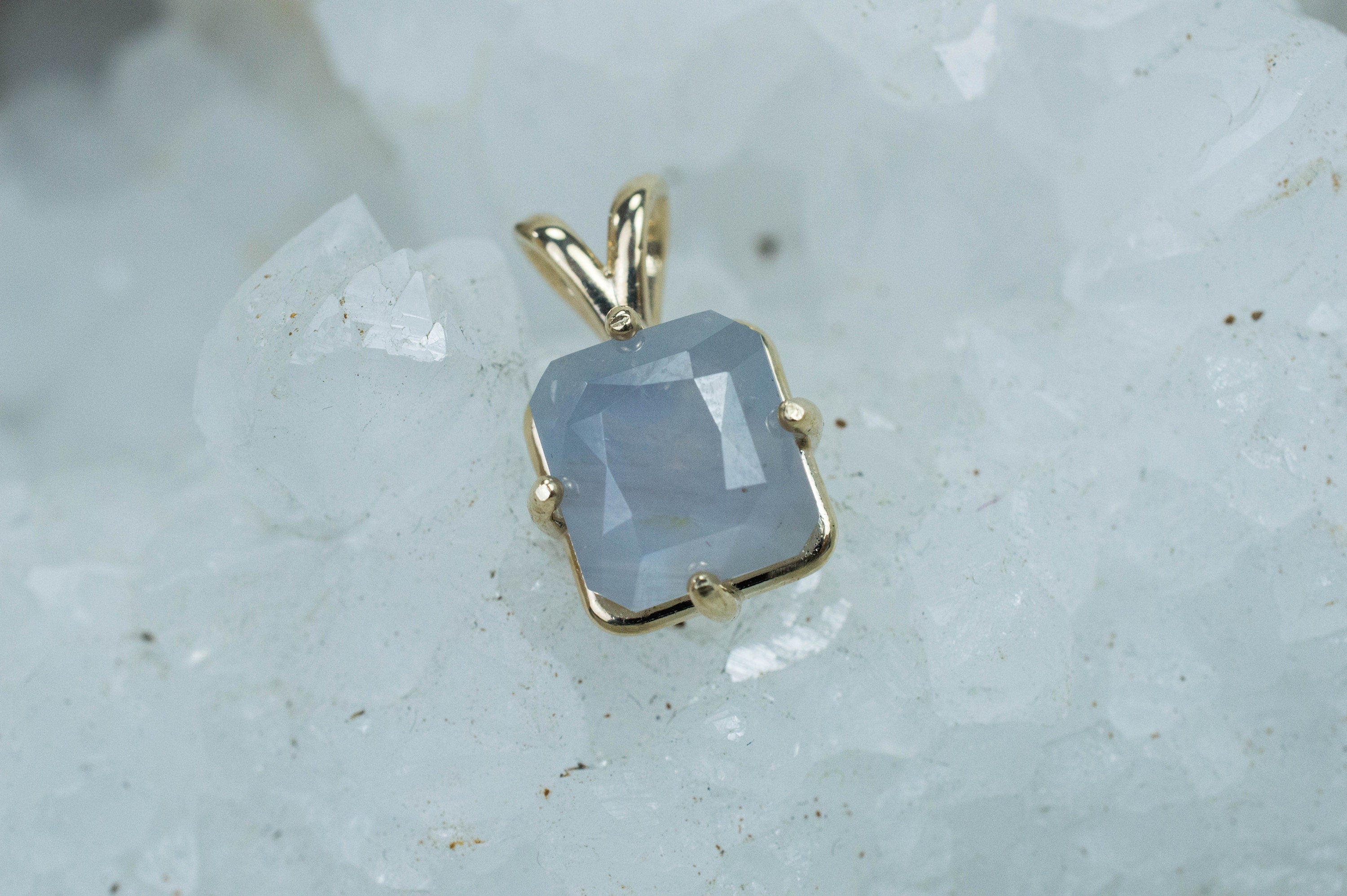 Sapphire Pendant, Genuine Untreated Sri Lanka Opalescent Sapphire - Mark Oliver Gems