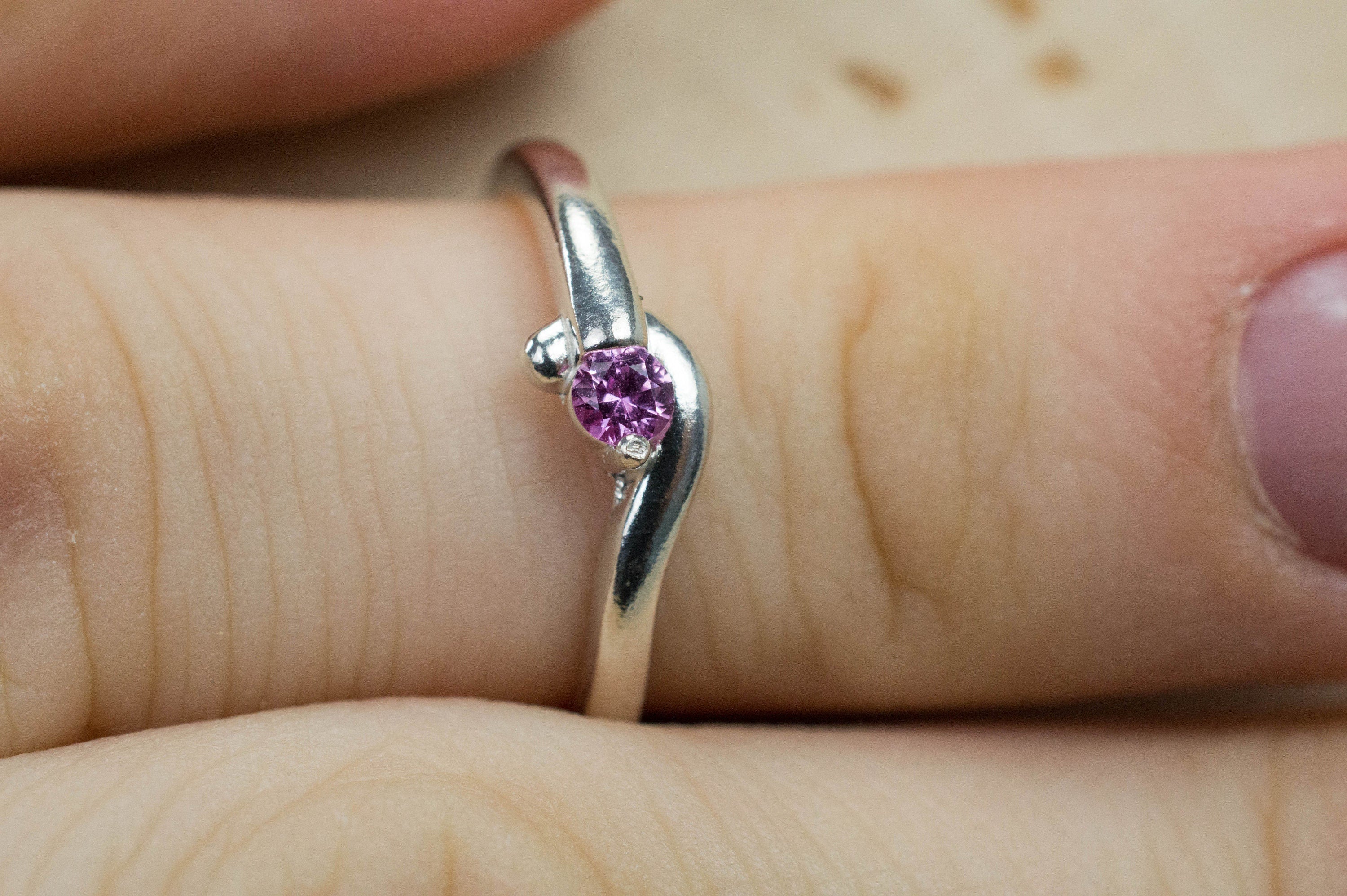 Pink Sapphire Ring, Genuine Untreated Sri Lanka Sapphire; 0.110cts - Mark Oliver Gems