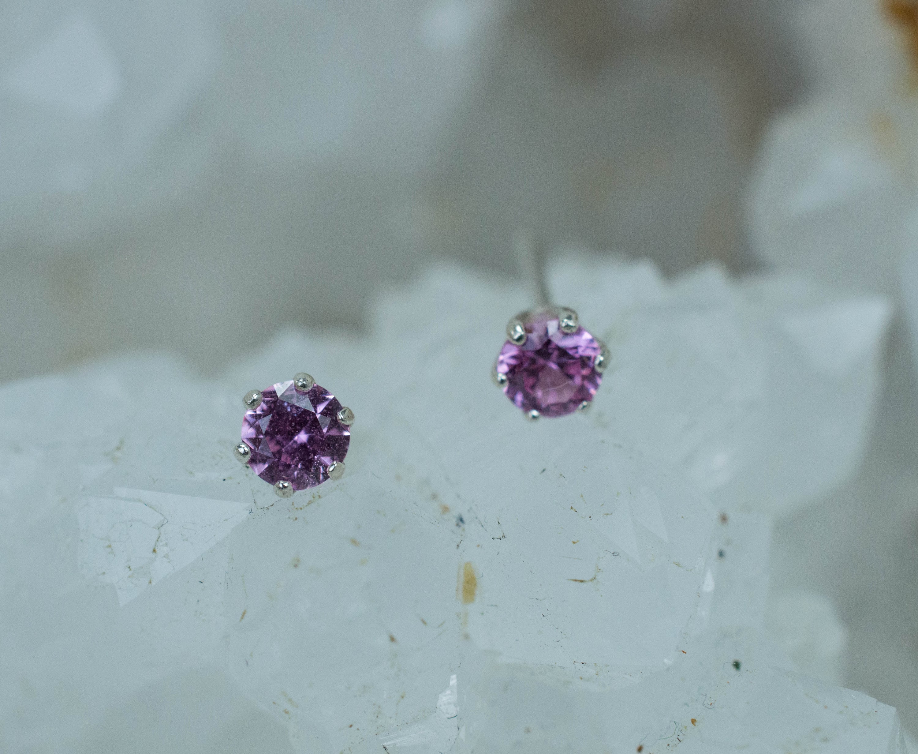 Pink Sapphire Earrings; Natural Untreated Sri Lanka Sapphire; 0.345cts - Mark Oliver Gems