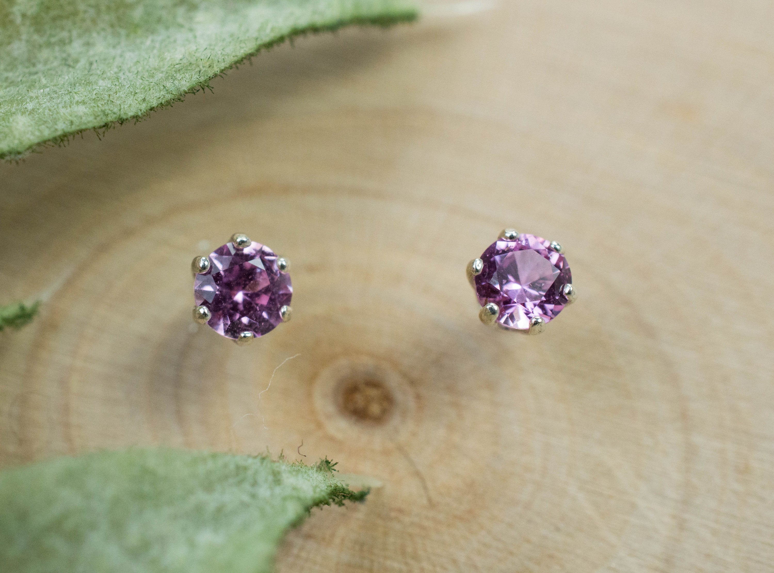 Pink Sapphire Earrings; Natural Untreated Sri Lanka Sapphire; 0.345cts - Mark Oliver Gems