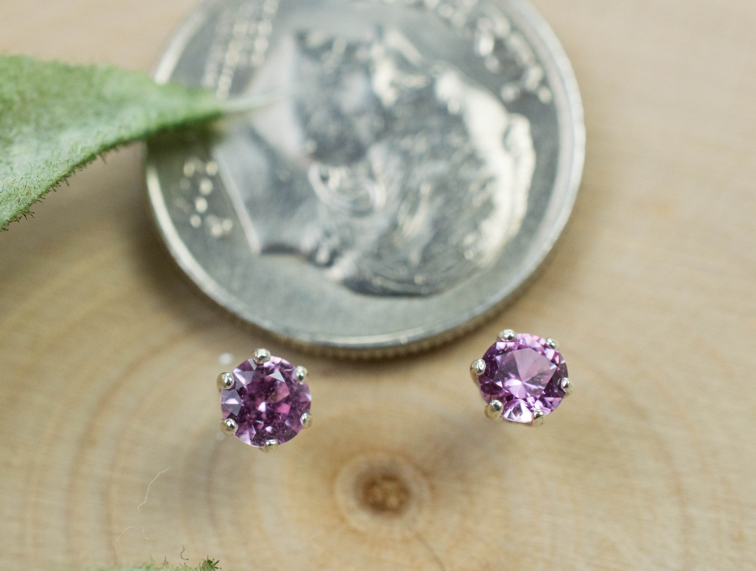 Pink Sapphire Earrings; Natural Untreated Sri Lanka Sapphire; 0.345cts - Mark Oliver Gems