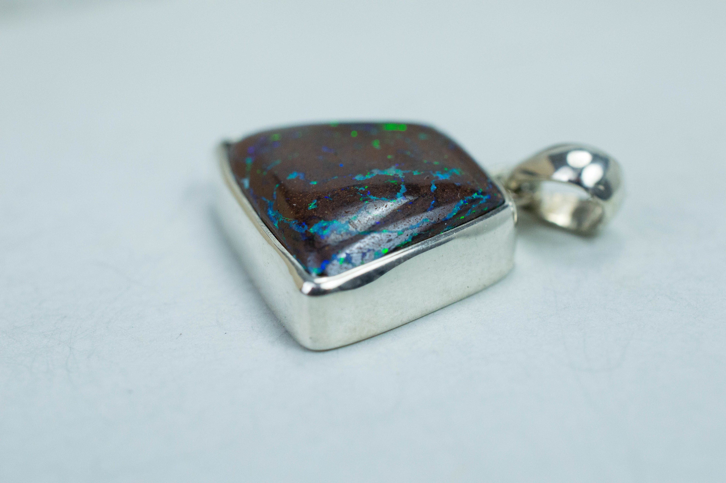 Boulder Opal Pendant; Natural Untreated Australian Opal - Mark Oliver Gems