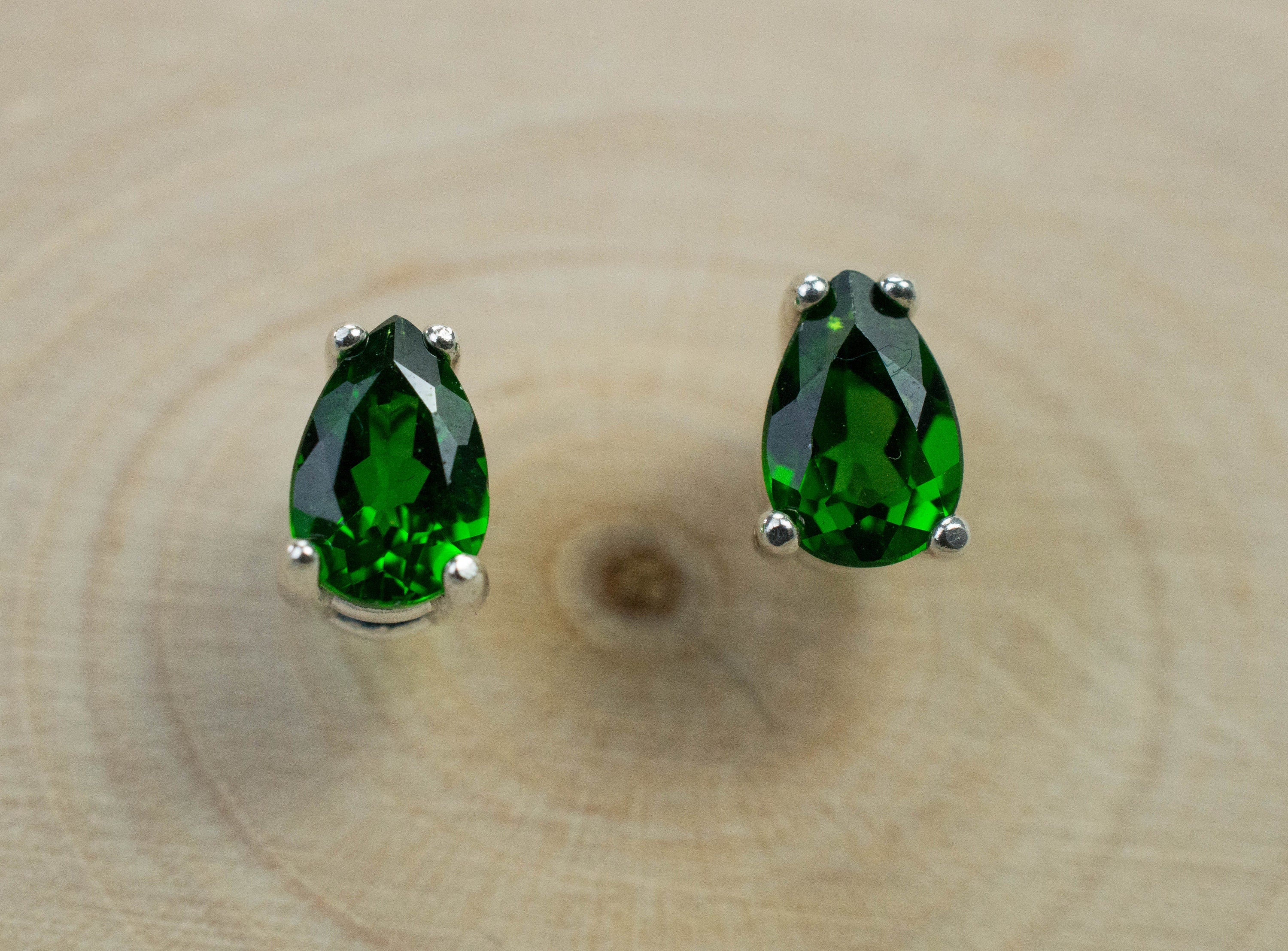 Chrome Diopside Earrings; Natural Untreated Siberia Diopside; 0.965cts - Mark Oliver Gems